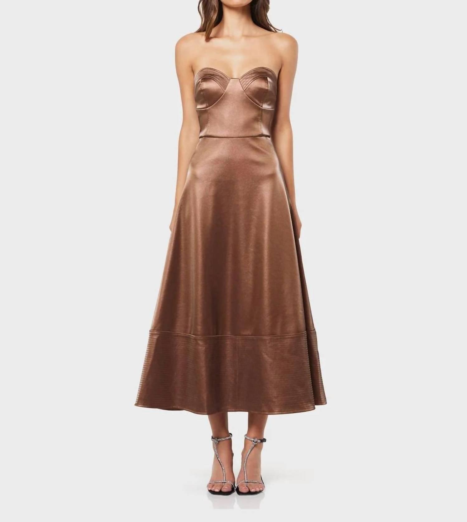 Elliatt Jo Midi Dress in Brown | Lyst