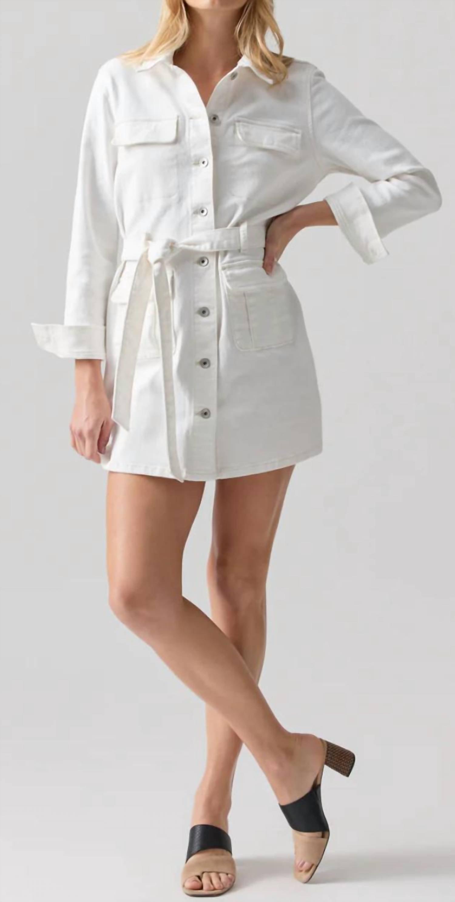 Sanctuary Tie Waist Denim Dress in White Lyst