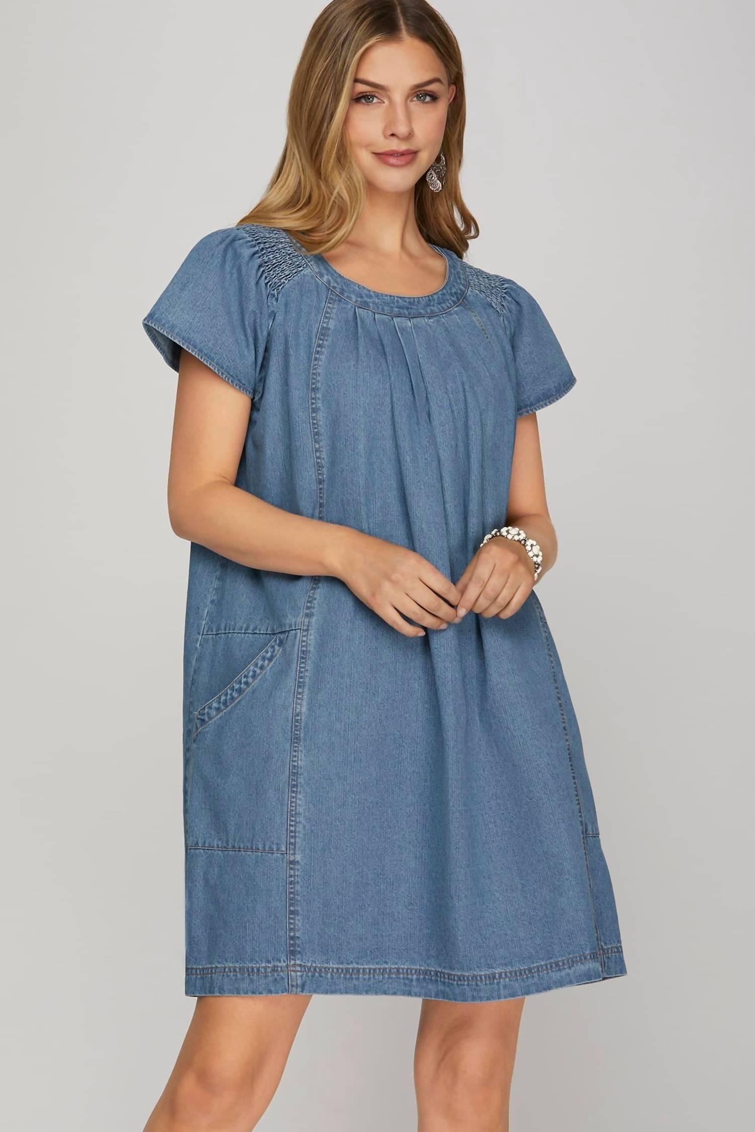 she sky denim dress Bow Denim Dress by She + Sky Small
