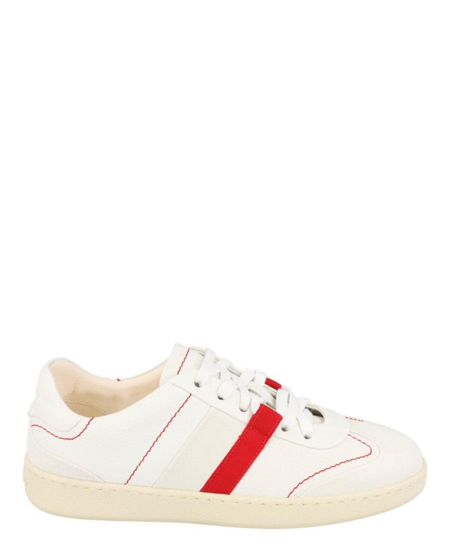 スニーカー FERRAGAMO WHITE AND RED LEATHER SNEAKERS $795 Mens Salvatore Ferragamo 