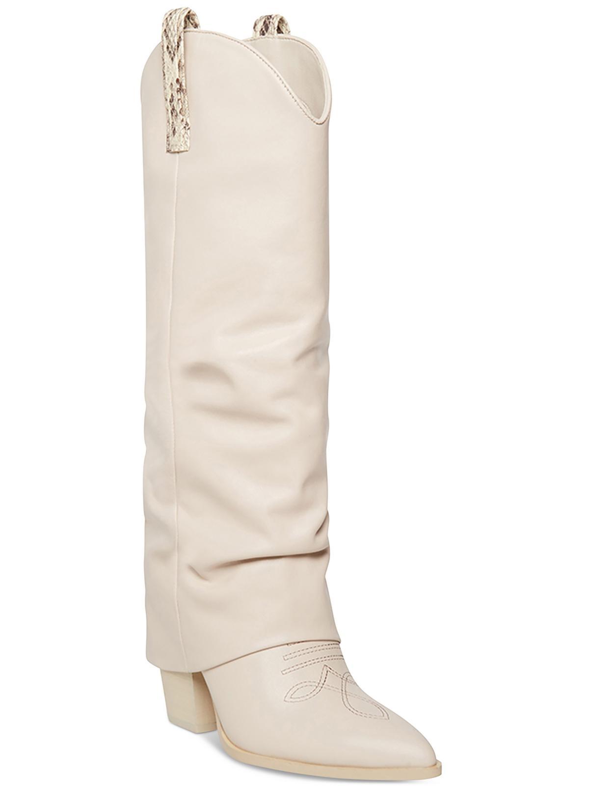 Steve Madden Leather Pointed Toe Western Boots in White | Lyst