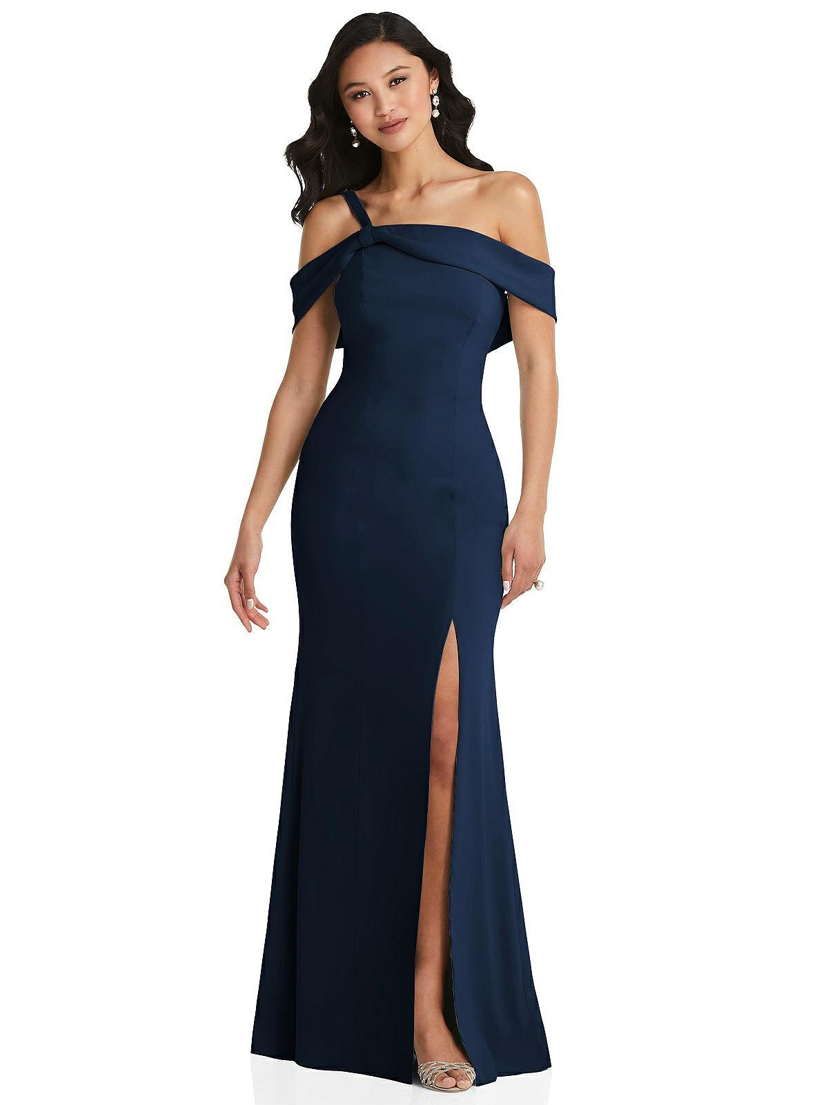 black a line bridesmaid dresses Chiffon A-Line Long Bridesmaid Dress with Flutter Sleeves in Black, Black / 0