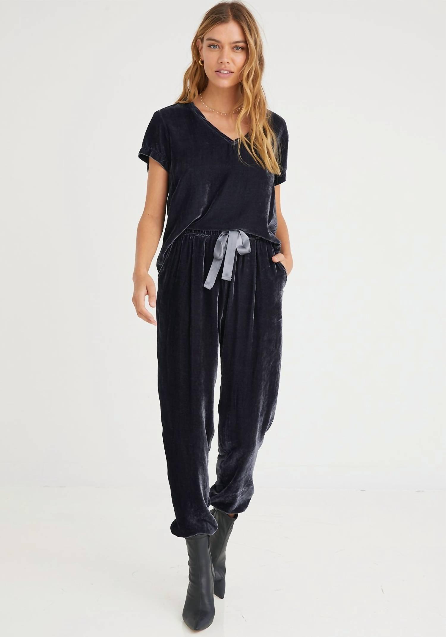 Bella Dahl Cashmere Wide Rib Jogger Heather Grey