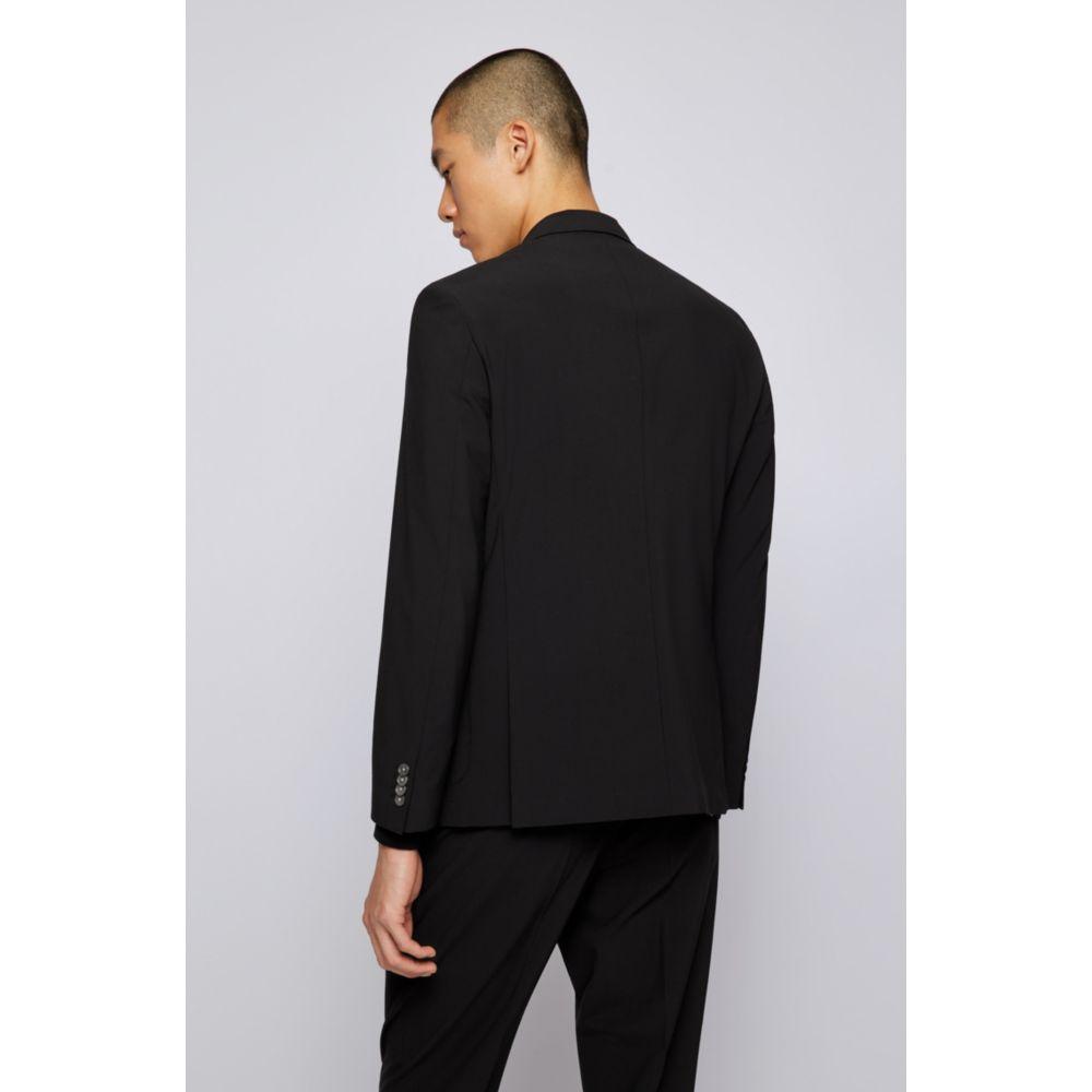 BOSS by HUGO BOSS Wool Slim-fit Seersucker Suit in Black for Men | Lyst