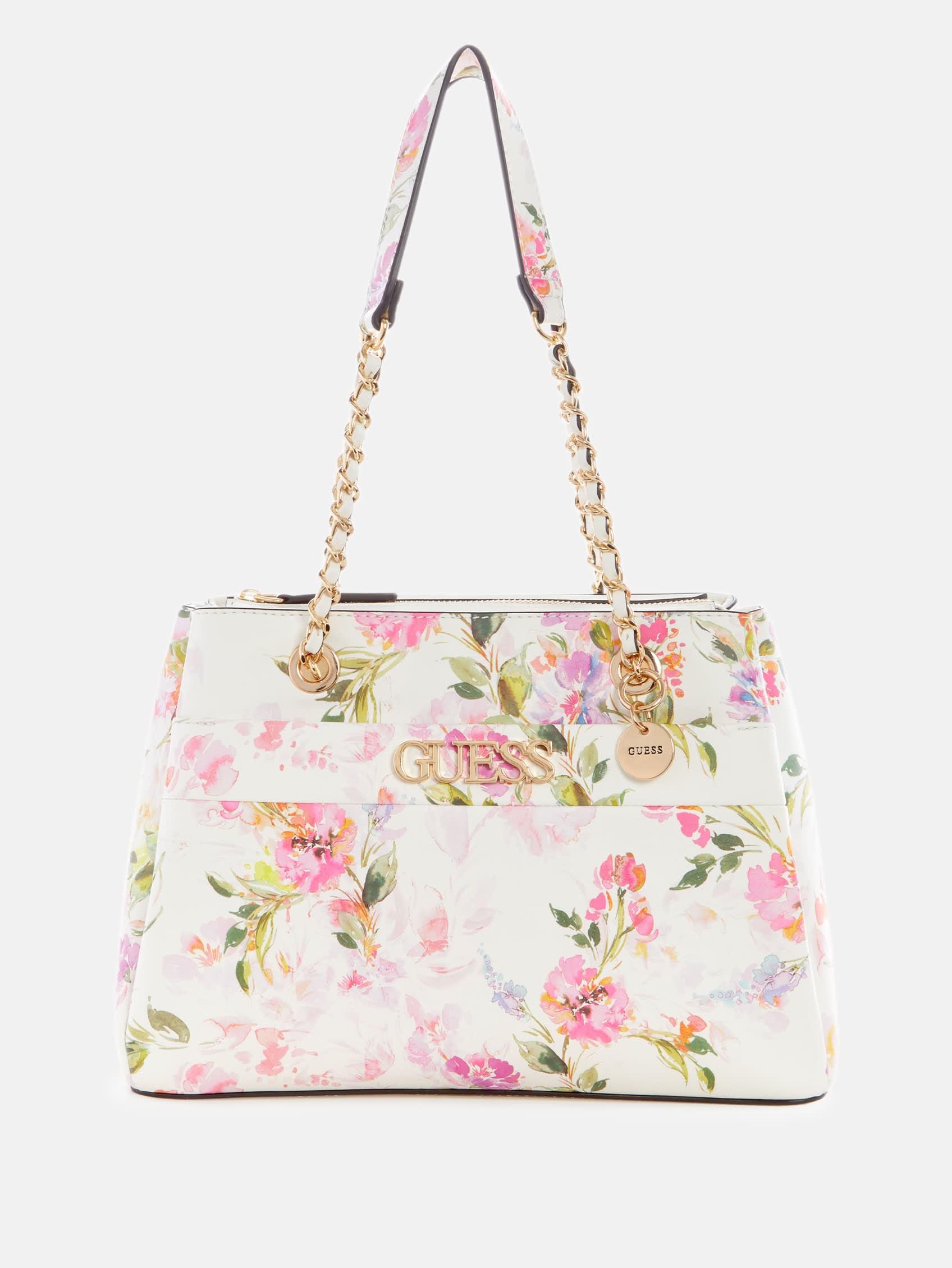 Guess Factory Mattia Floral Satchel in Natural | Lyst