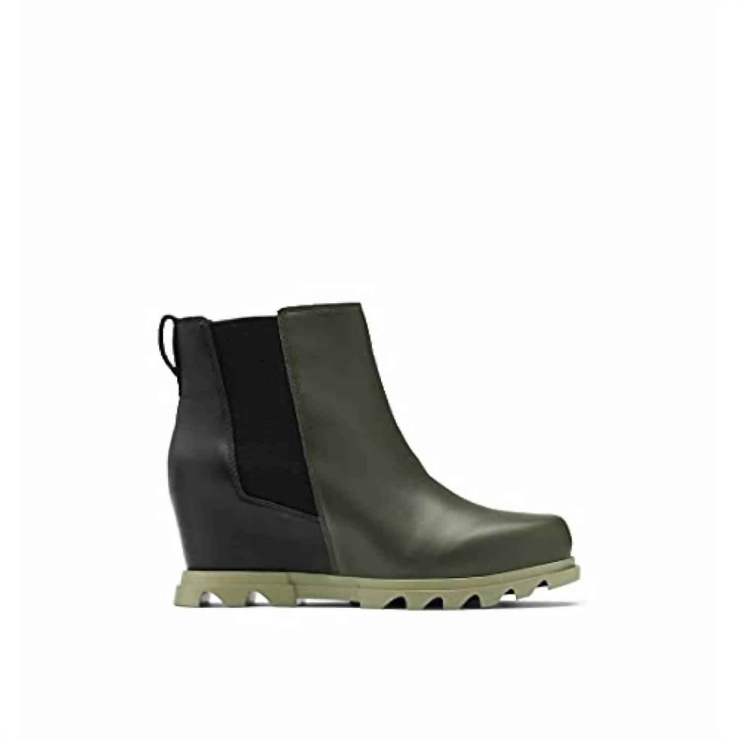 Sorel Joan Of Arctic Wedge Iii Chelsea Boots In Dark Moss Sage in