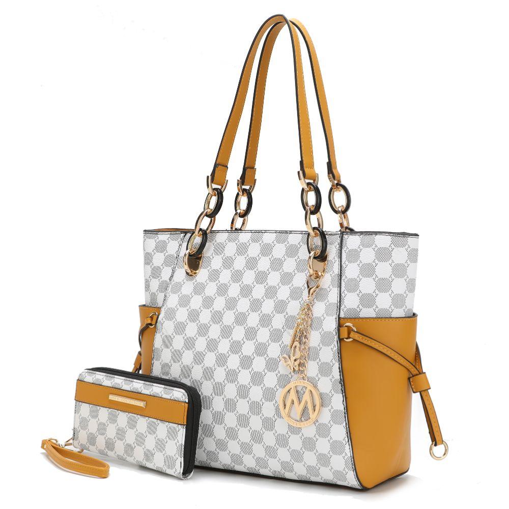 MKF Collection by Mia K Xenia Circular Print Tote Bag in Metallic Lyst