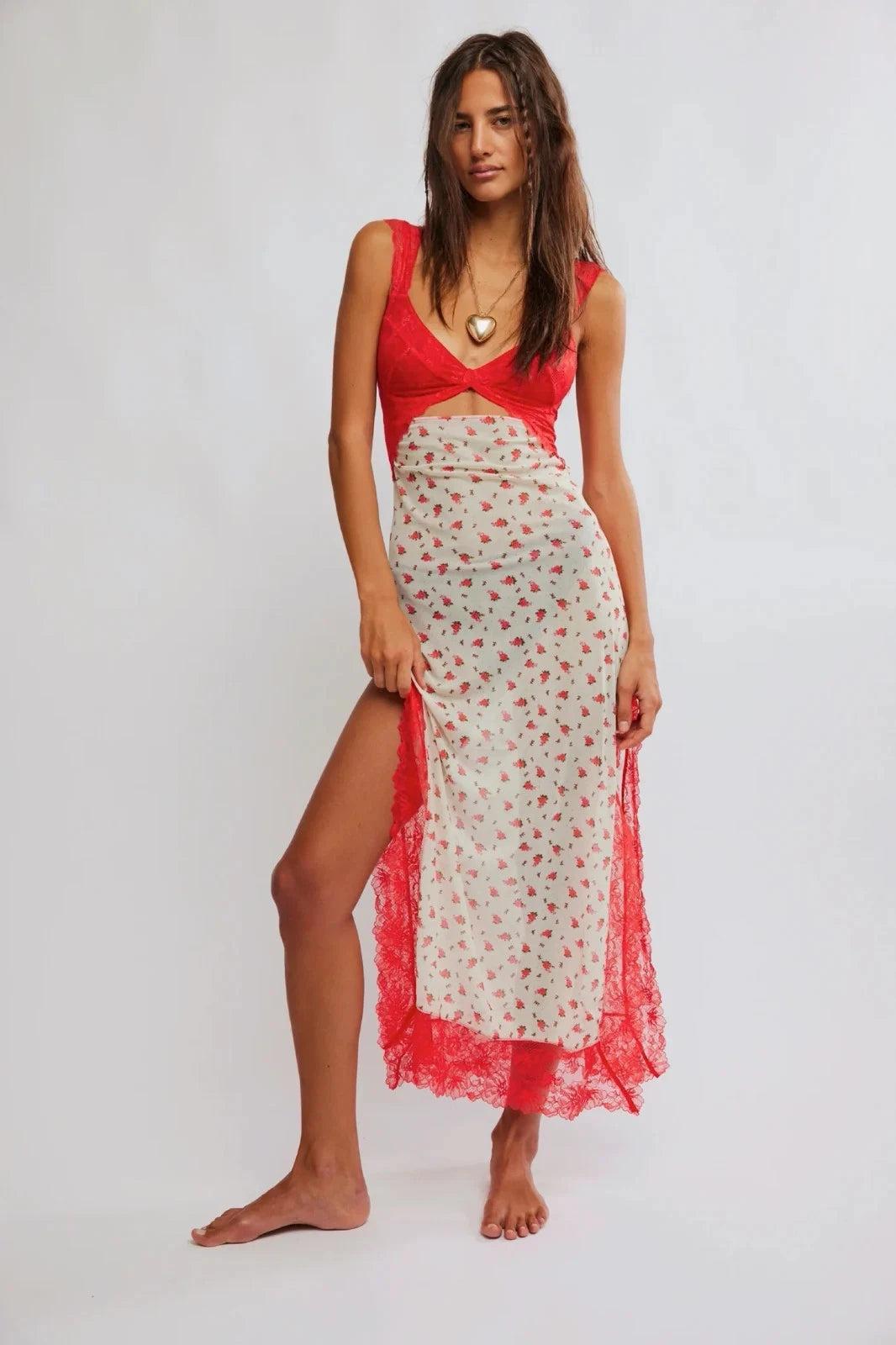 chinese dress ladies Free People Long Live Printed Mesh SL - Blue Combo main image 1