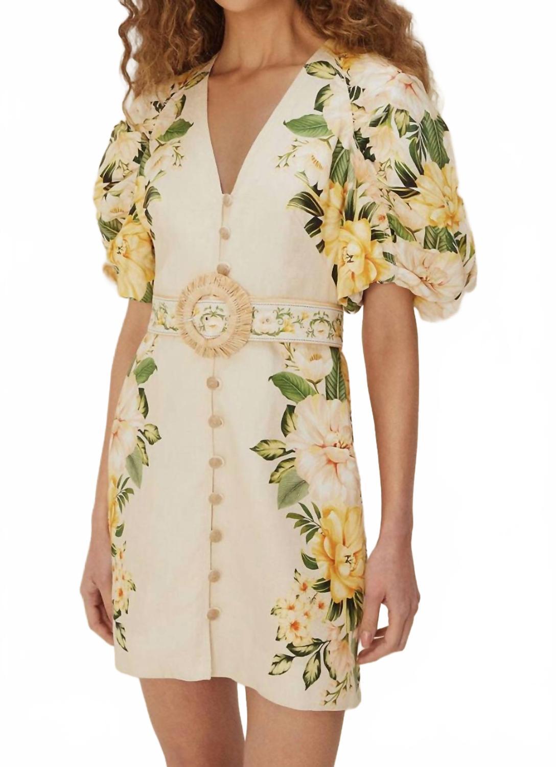 FARM Rio Gardenia Cascade Dress in Natural | Lyst