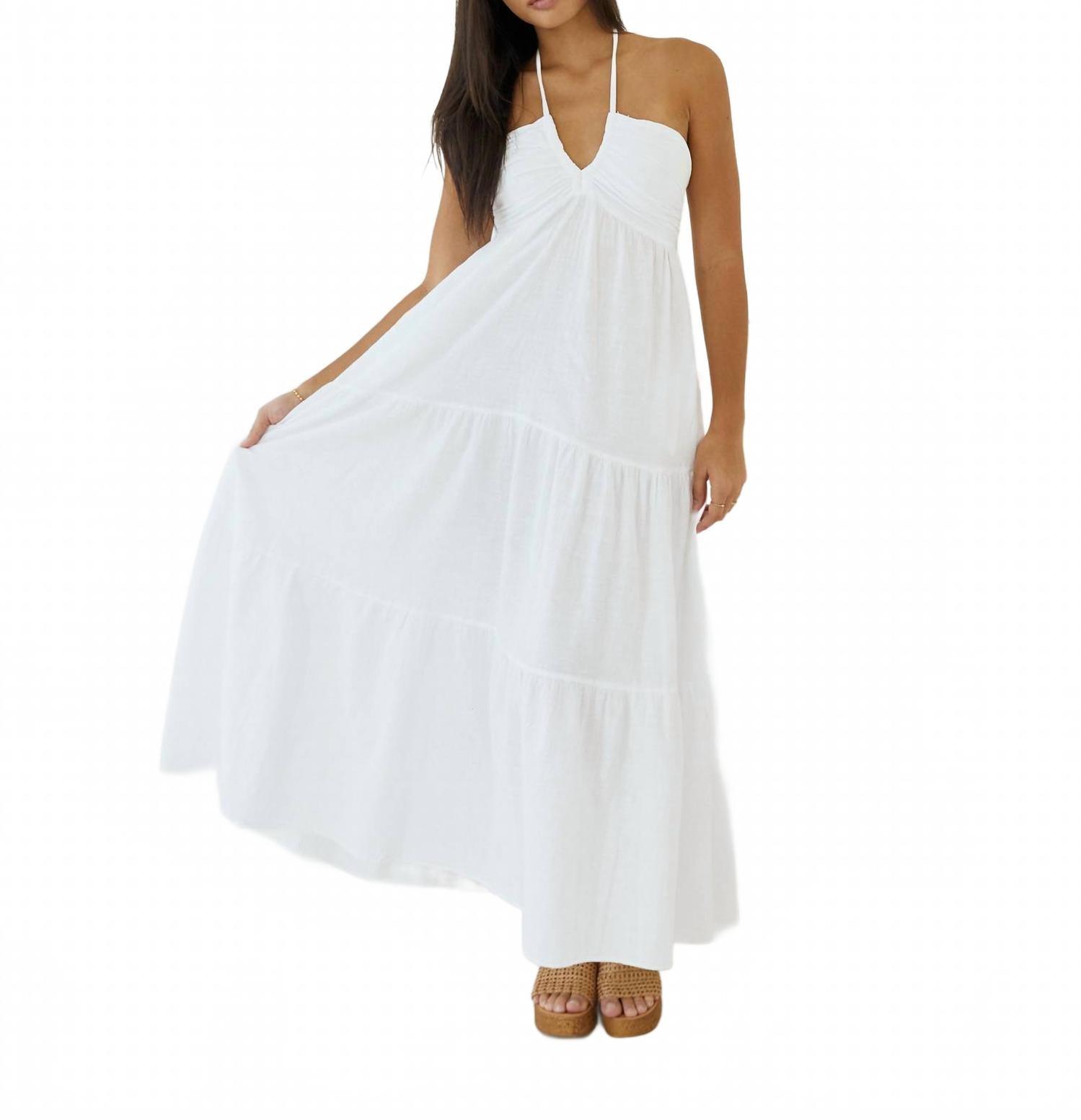Blanco BY NATURE Zoey Tie Back Long Flowy Dress in White | Lyst