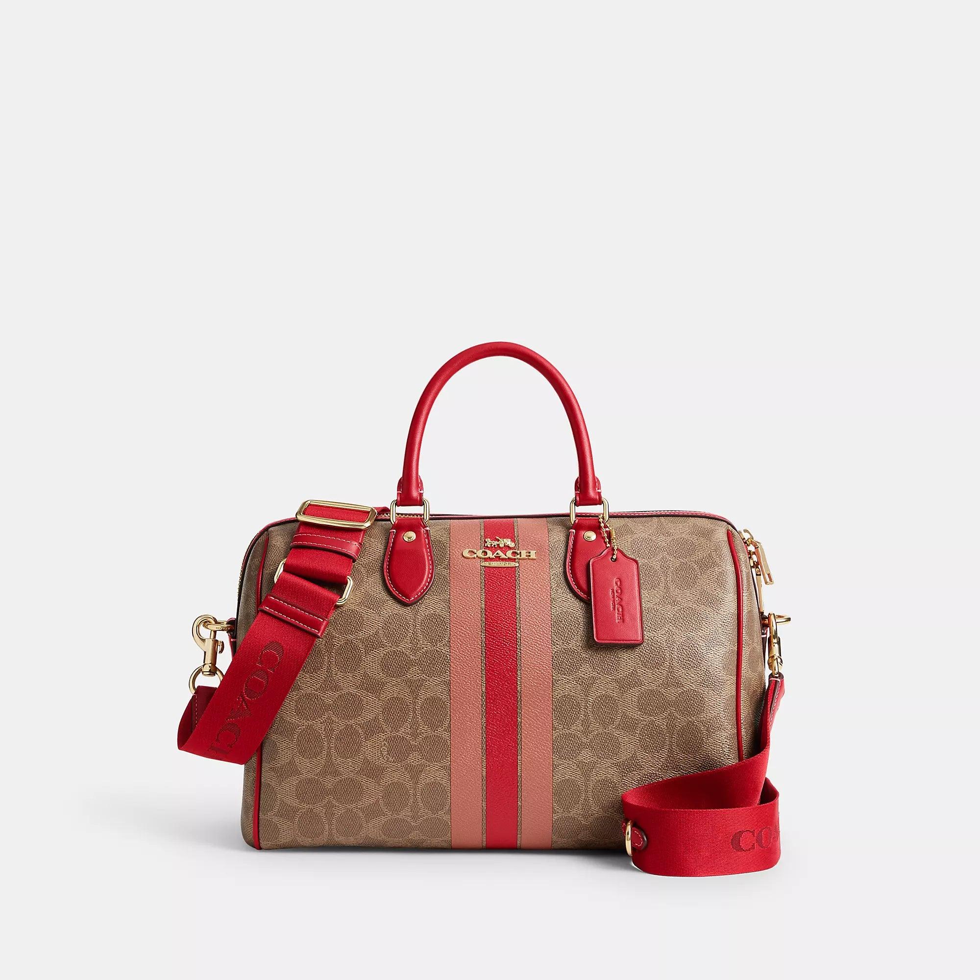 COACH Rowan Large Satchel Bag in Red | Lyst