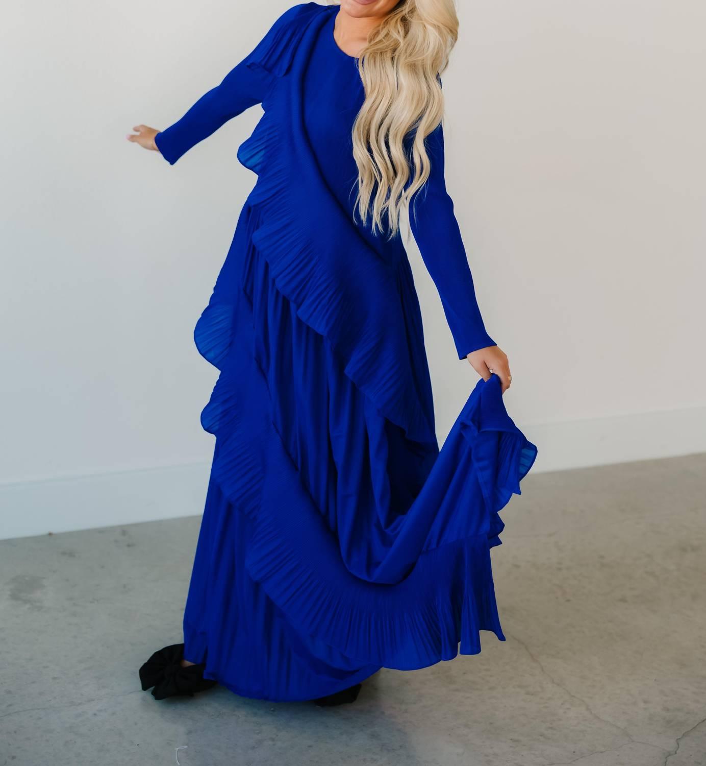 beulah london blue dress Sonia Blouson Cornflower Dress | Blue & White Dress
