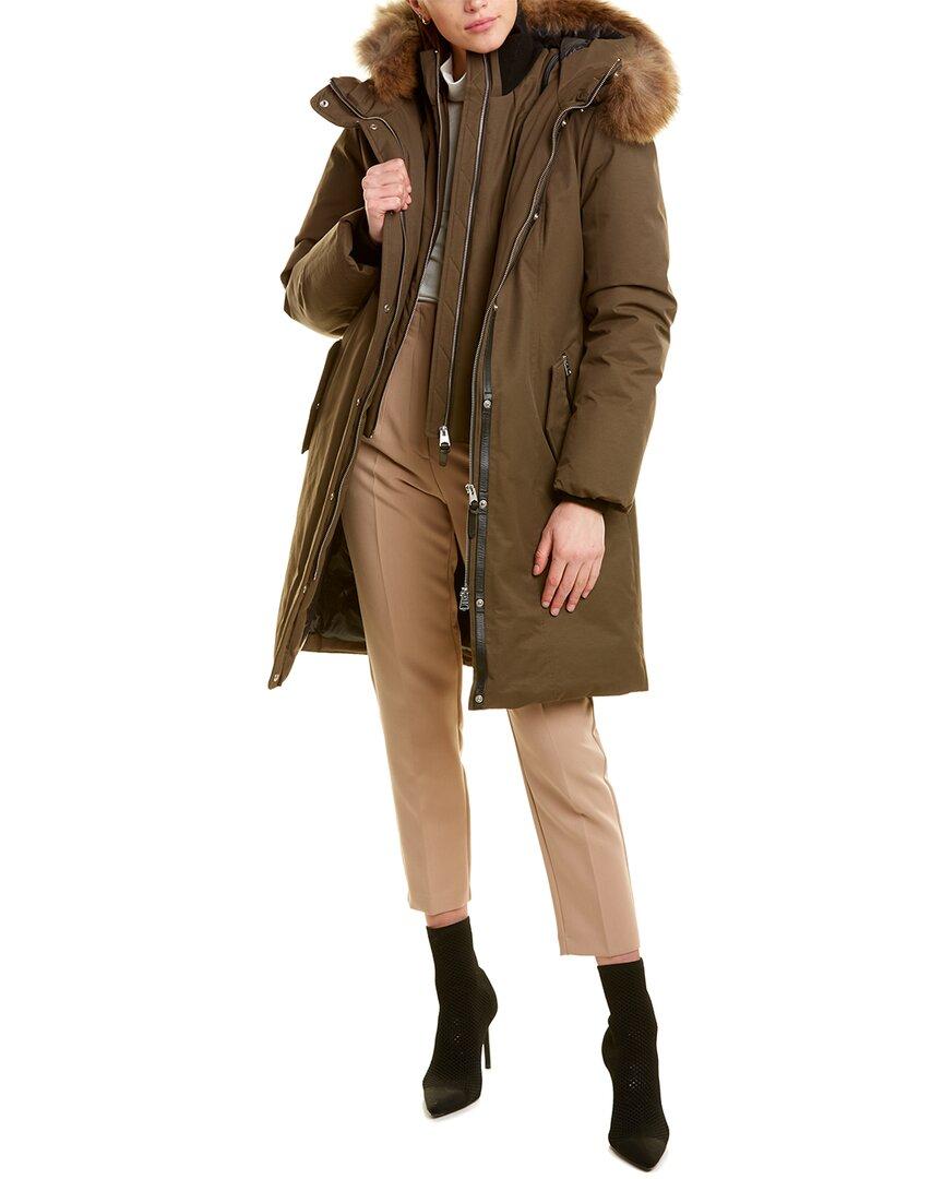 Mackage Harlowe Leather-trim Down Coat in Natural | Lyst