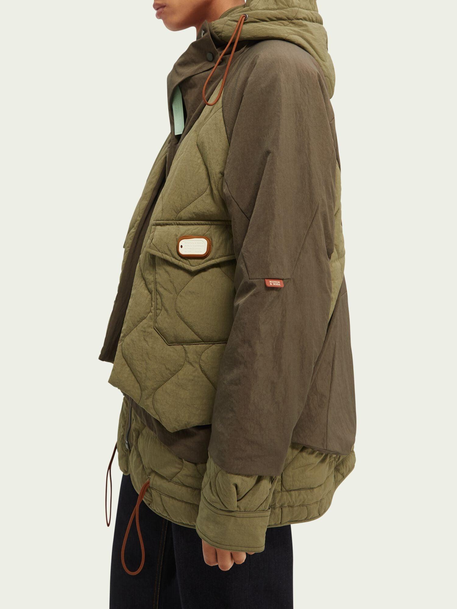 Scotch & Soda Colour Block Mid-length Jacket in Green for Men | Lyst