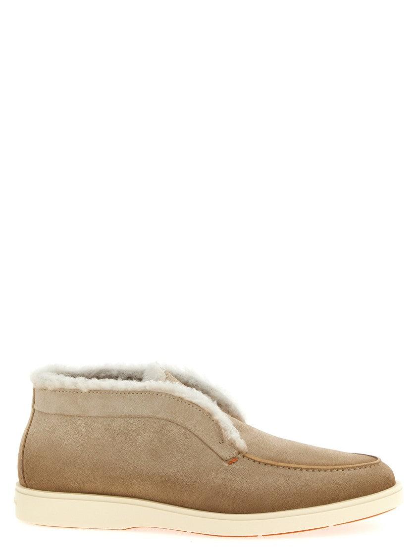 ショートブーツ・ブーティ Santoni Slip-On Desert Boots In Suede And Shearling 22205037_52006629_600.jpg