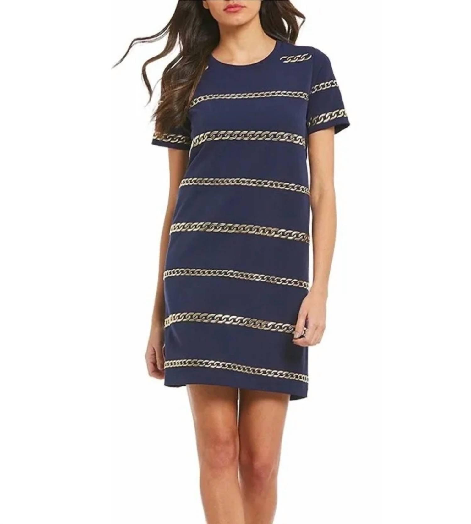 Michael Kors Embellished Chain Knit Shift Dress in Blue Lyst
