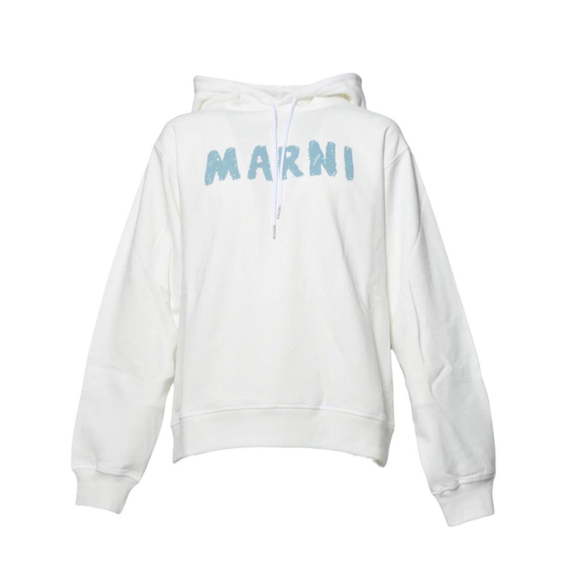 パーカー・フーディ Marni White Organic Cotton Hoodie With Logo White organic cotton hoodie with mini Marni print | Marni