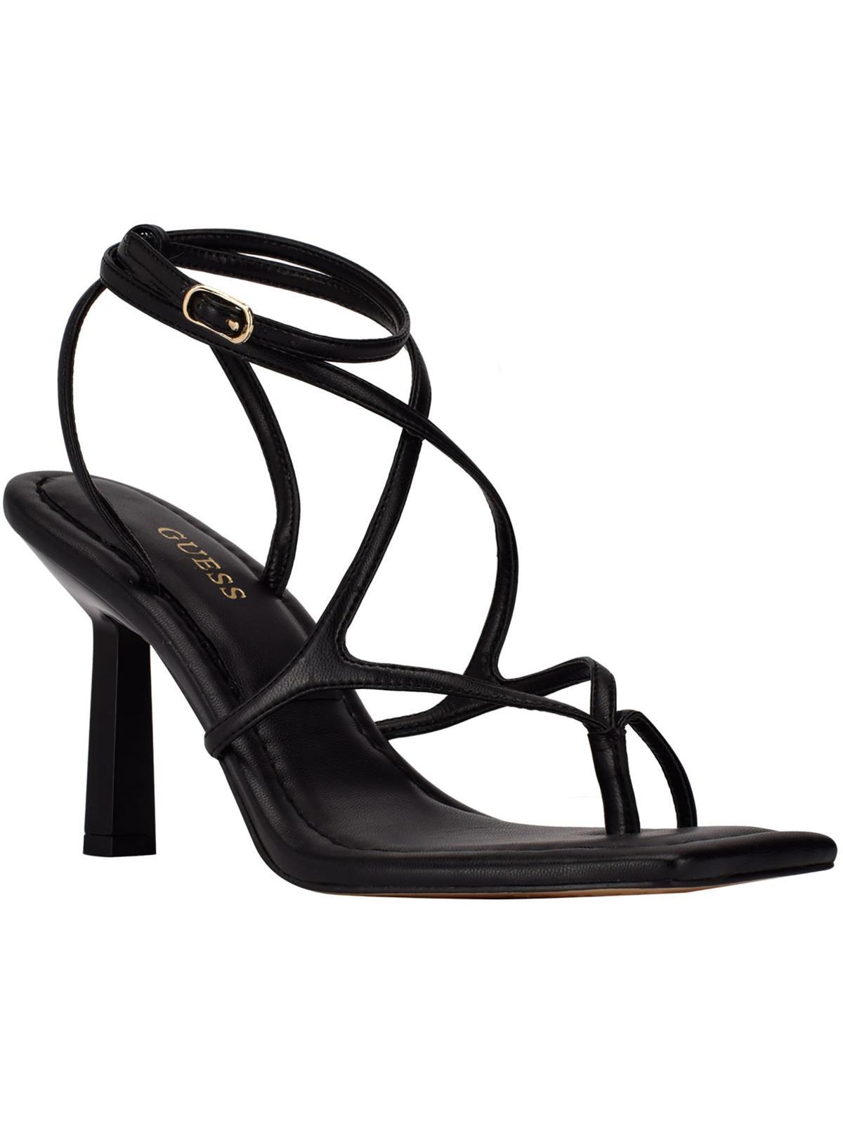 Guess Leeba Strappy Thong Heels in Black | Lyst