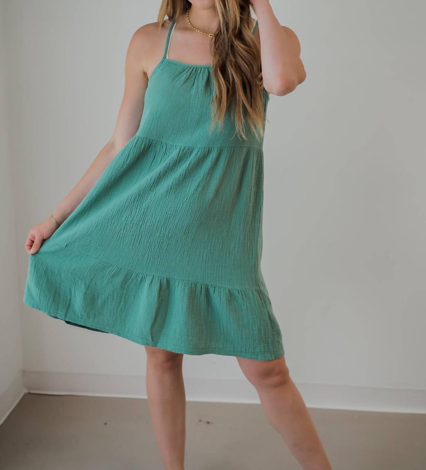 Bobi Tiered Cami Gauze Dress in Green | Lyst
