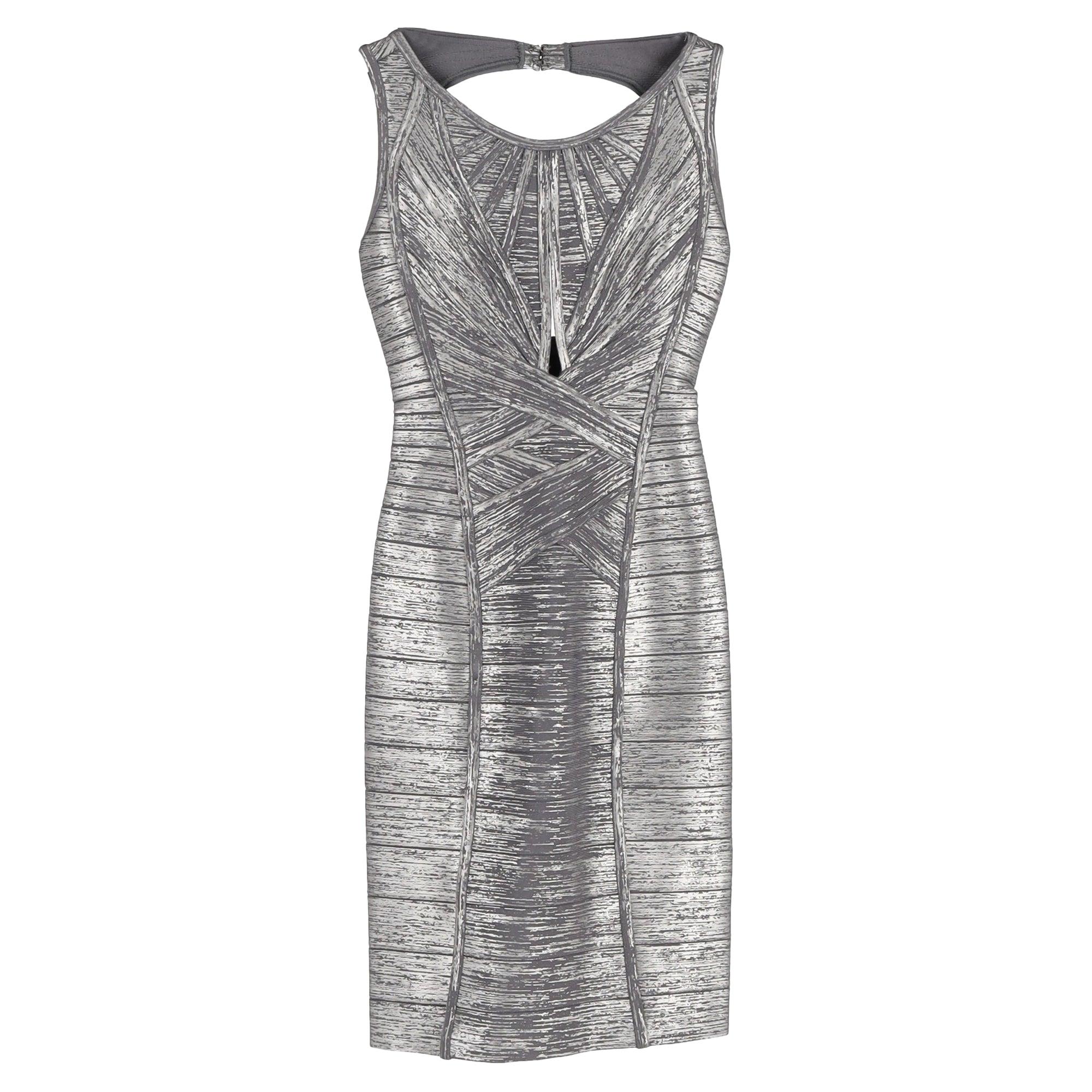Herv Lger Foil Cutout Bandage Dress in Gray | Lyst Herv Lger Foil Cutout Bandage Dress in Gray | Lyst