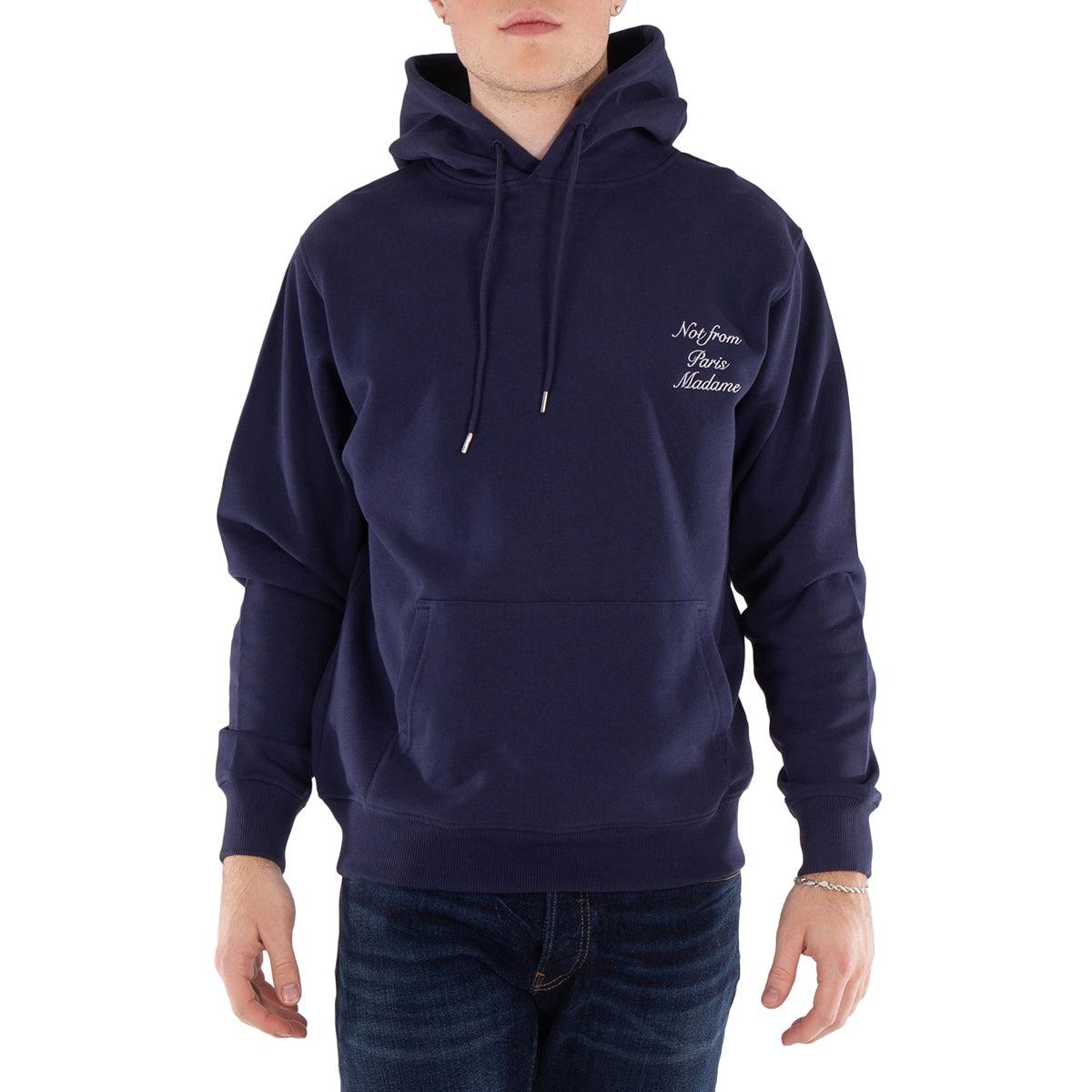 パーカー・フーディ DROLE DE MONSIEUR Blue Hoodie with Logo in Cotton Man Blue Cotton Slogan Hoodie