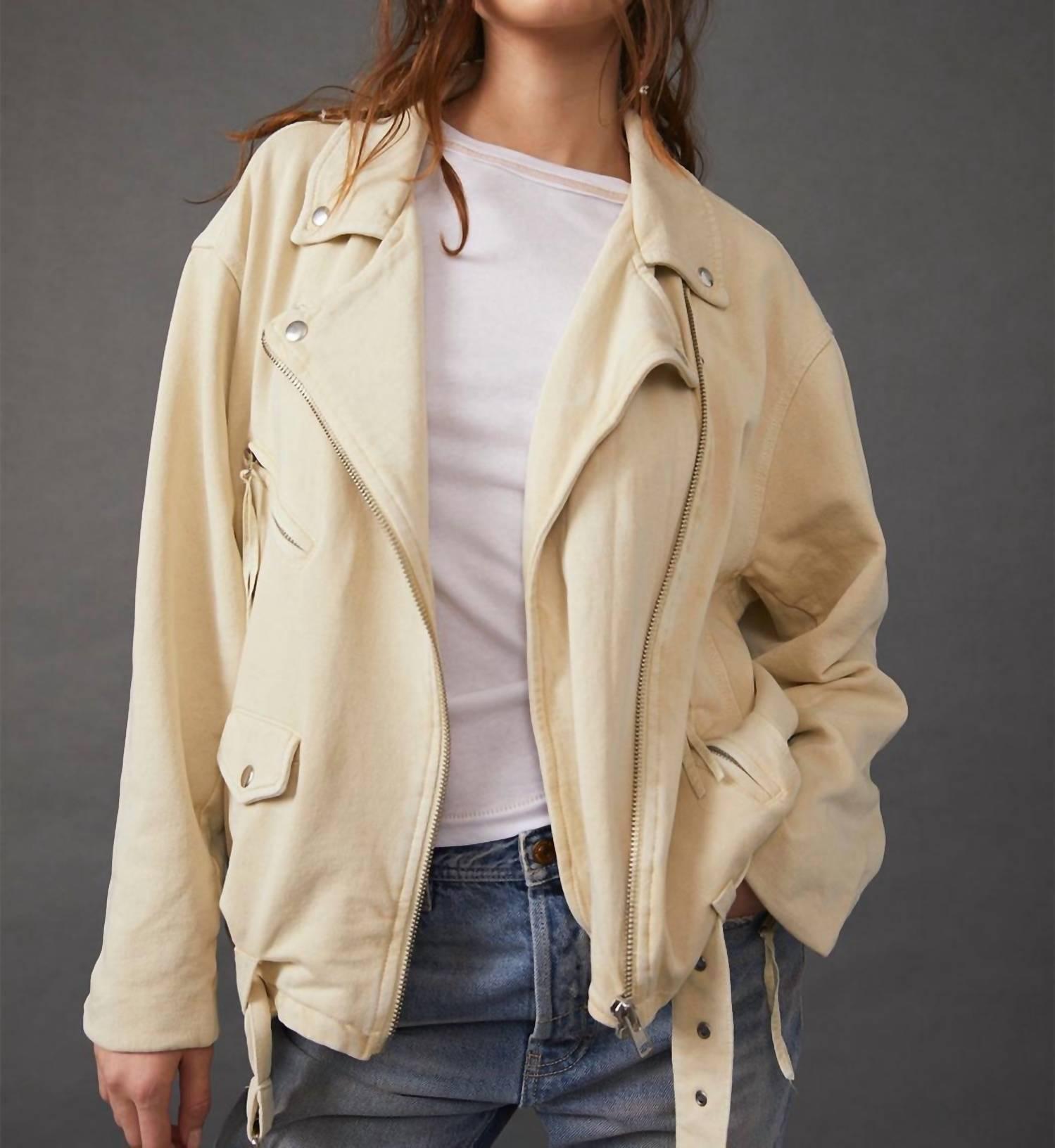 Free People Rebel Rebel Knit Moto in Natural Lyst