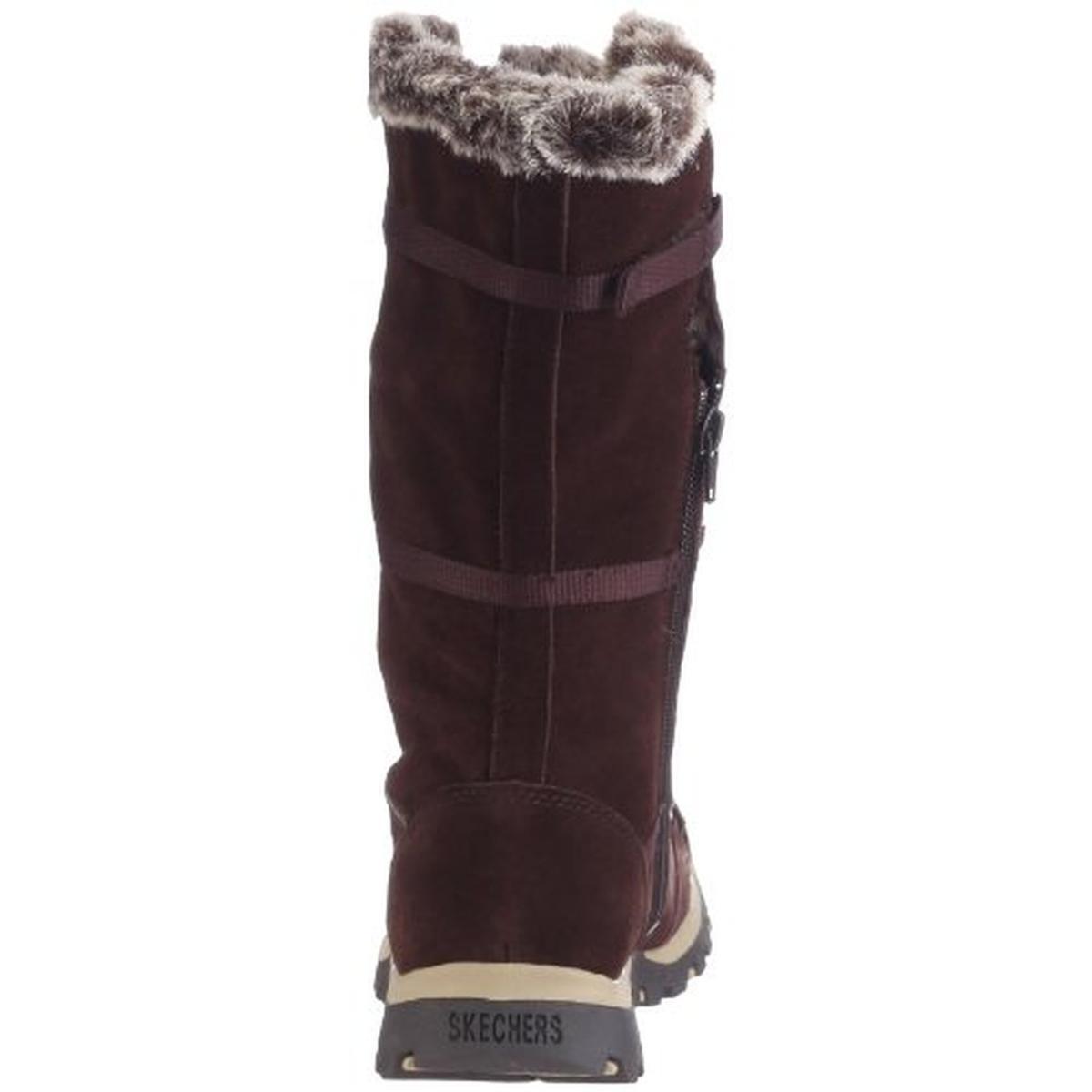 Skechers Grand Jams Unlimited Suede Faux Fur Winter Boots in Brown | Lyst