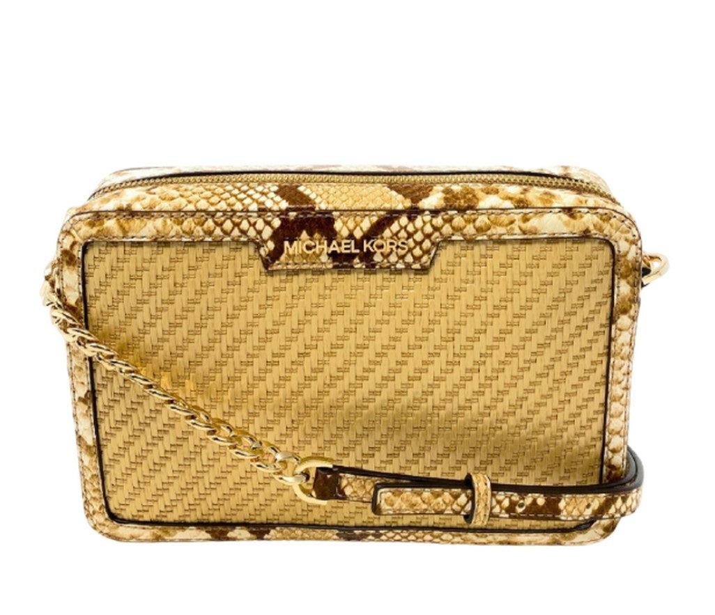 Michael Kors Straw Python Capsule Jet Set Item East West Crossbody in  Metallic | Lyst