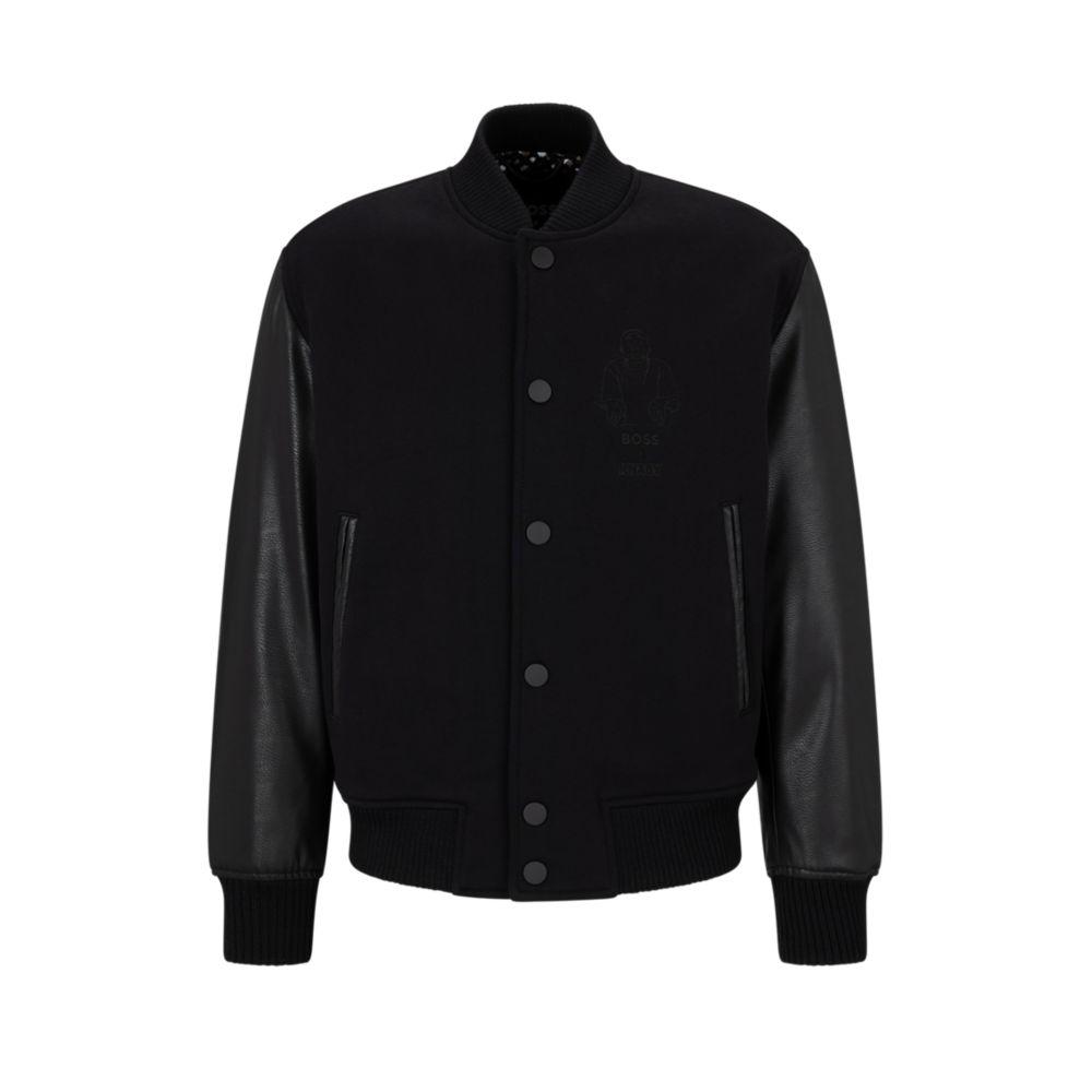 BOSS by HUGO BOSS Mixed-material X Khaby Varsity Jacket in Black for ...