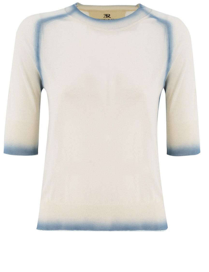 Tシャツ・カットソー ERMANNO SCERVINO D46EL028EN3_MF301 Shirts Crew-neck T-shirt Zegna logo-embroidered Cotton T-shirt | Blue | FARFETCH