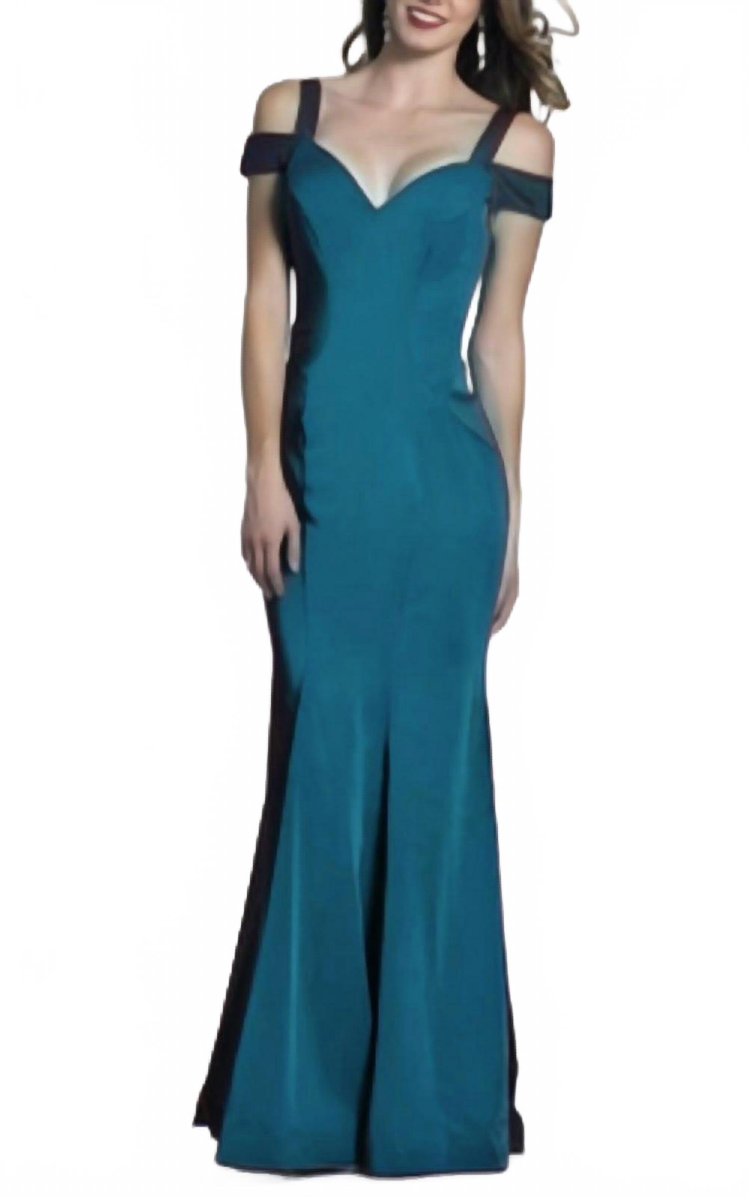 evening bag for navy dress Dave & Johnny Sheer-Bodice Long Prom Dress main image 1