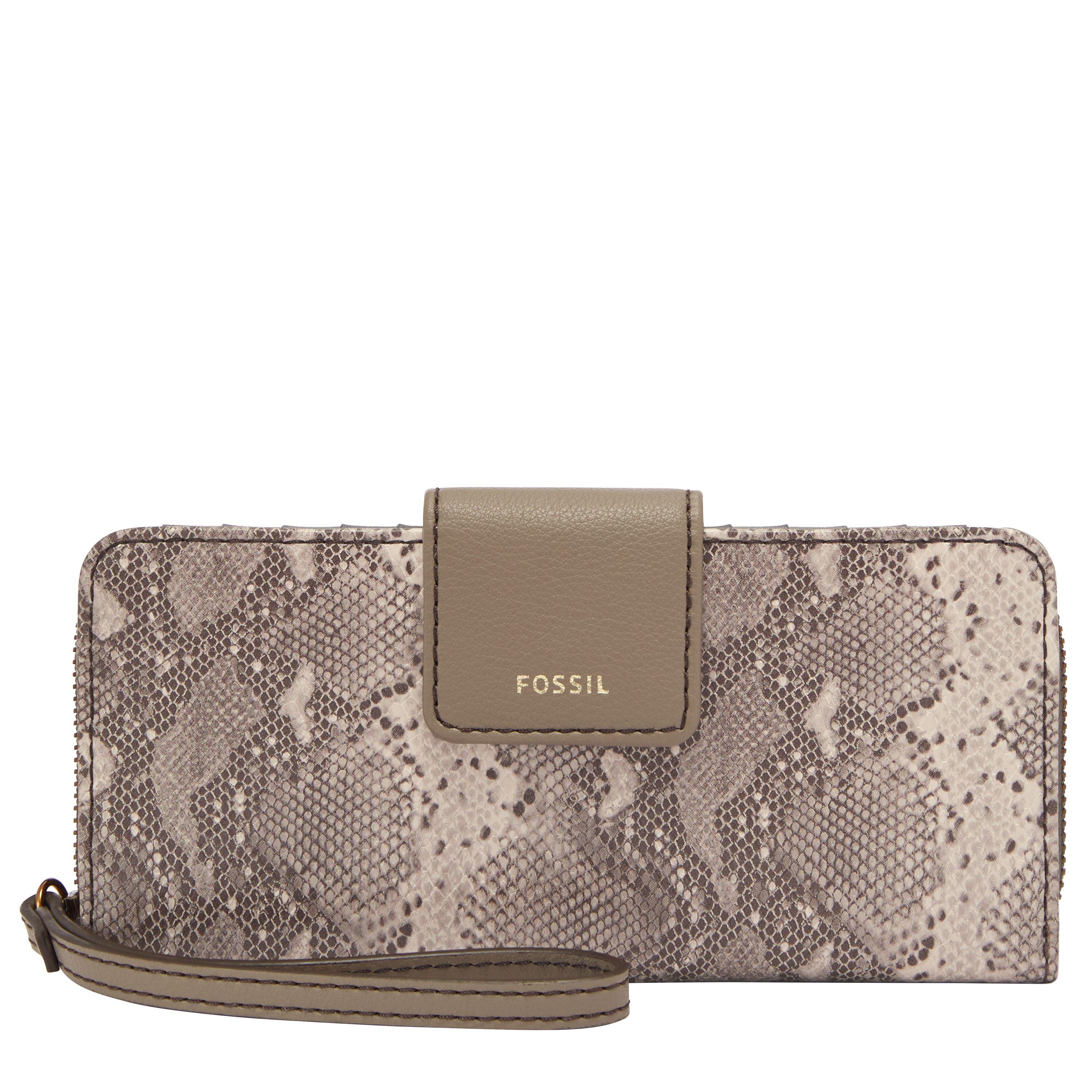 Fossil Madison Polyurethane Zip Clutch in Gray Lyst