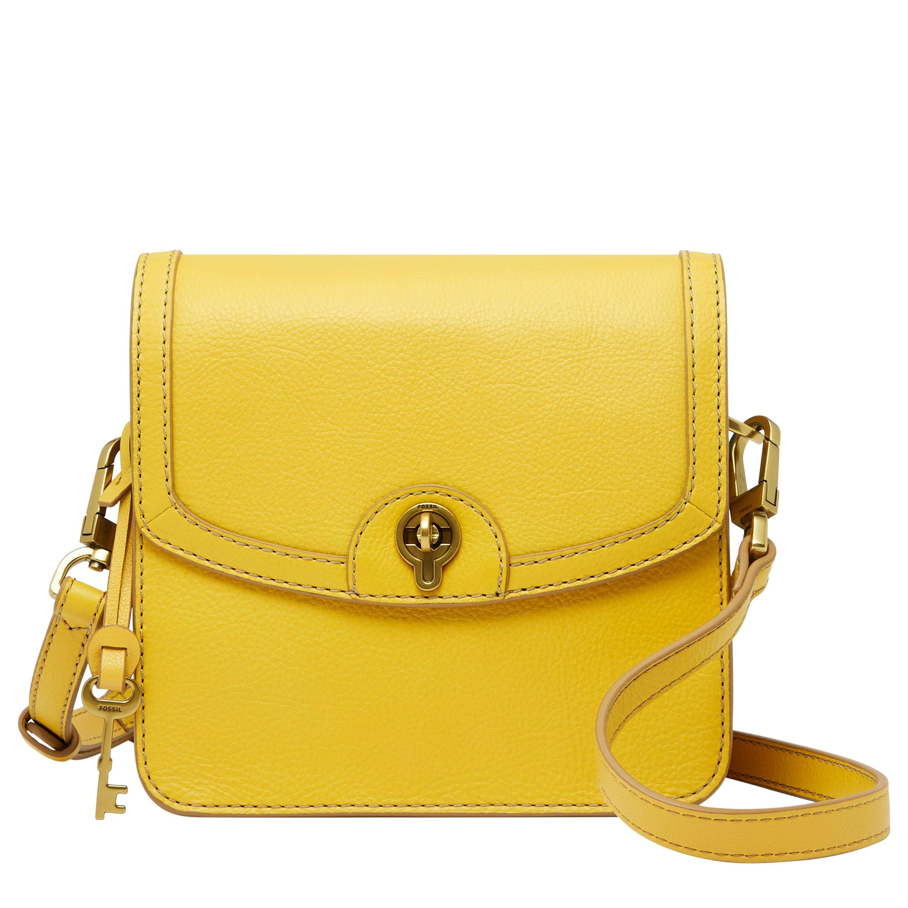 Fossil Ainsley Litehide Leather Small Flap Crossbody in Yellow | Lyst