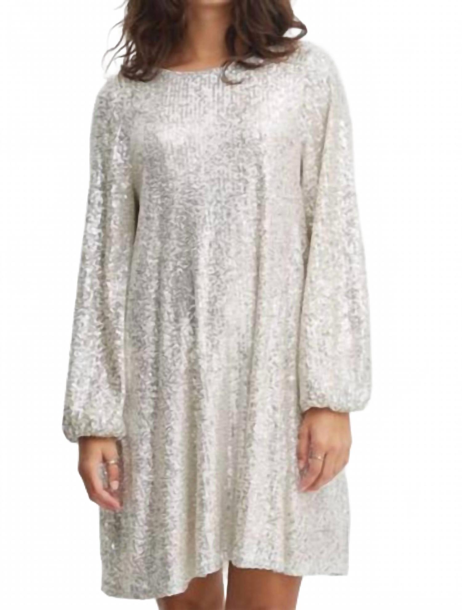 fauci mini dress Ichi Fauci Long Sleeve Mini Dress in Gray
