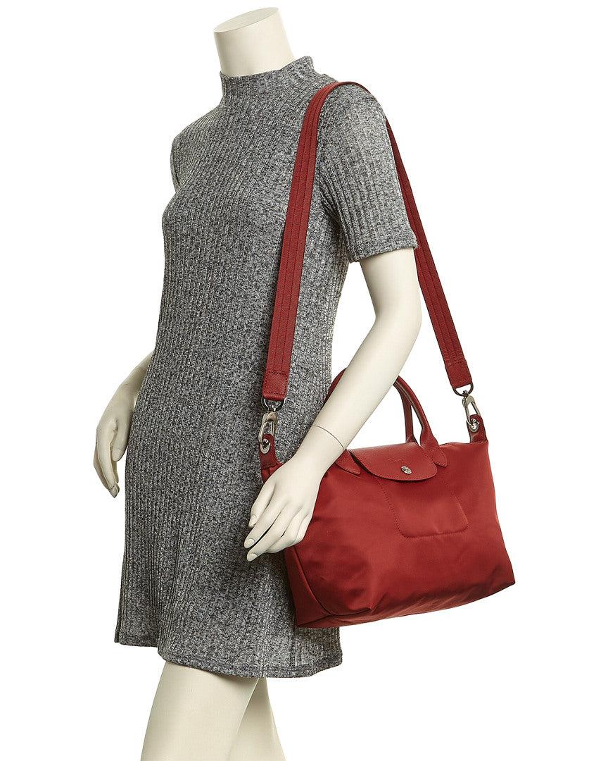 Longchamp Le Pliage Neo Small Canvas Top Handle Tote in Red | Lyst