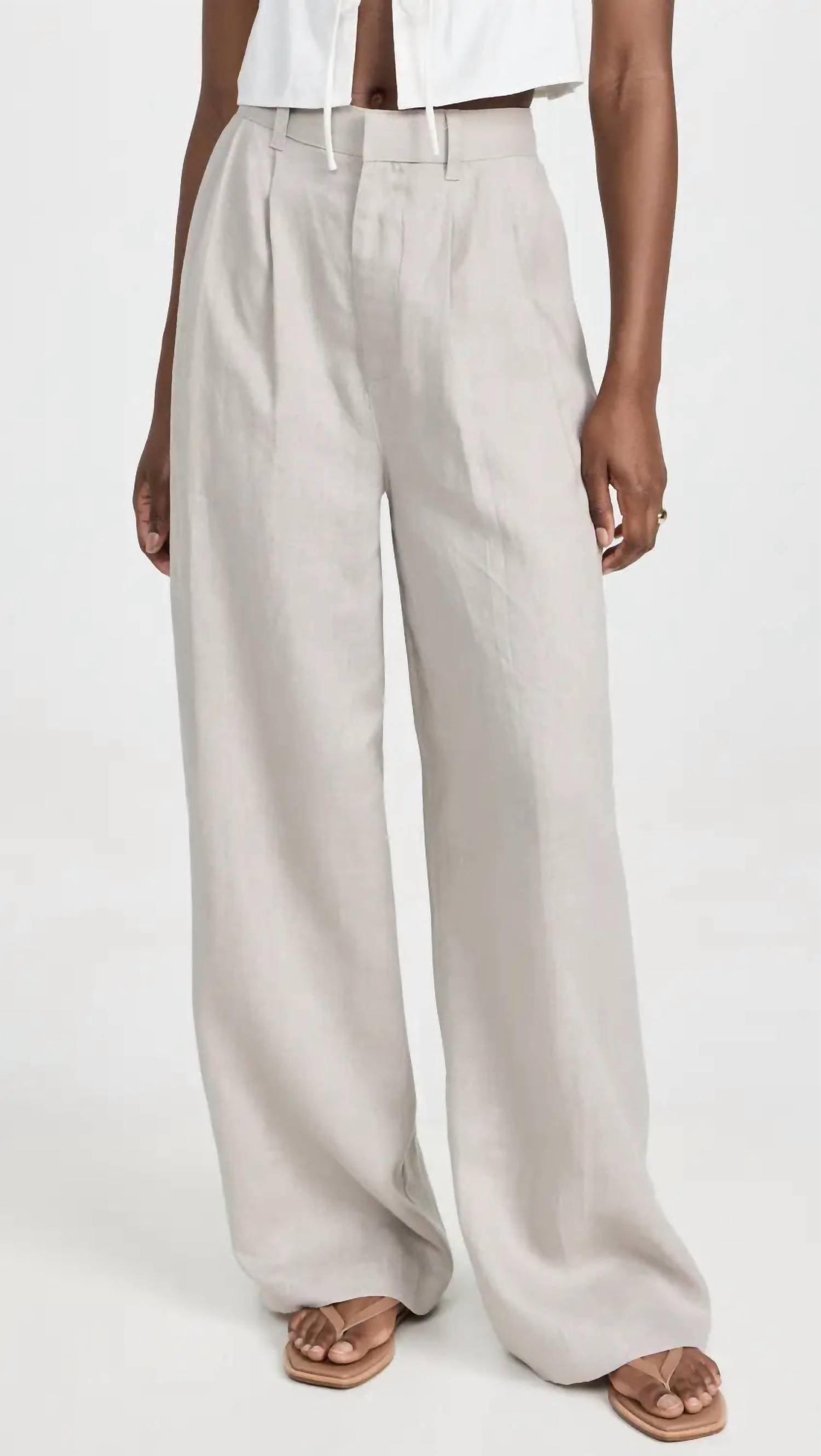 Enza Costa Linen Pleated Wide Leg Pant in White Lyst
