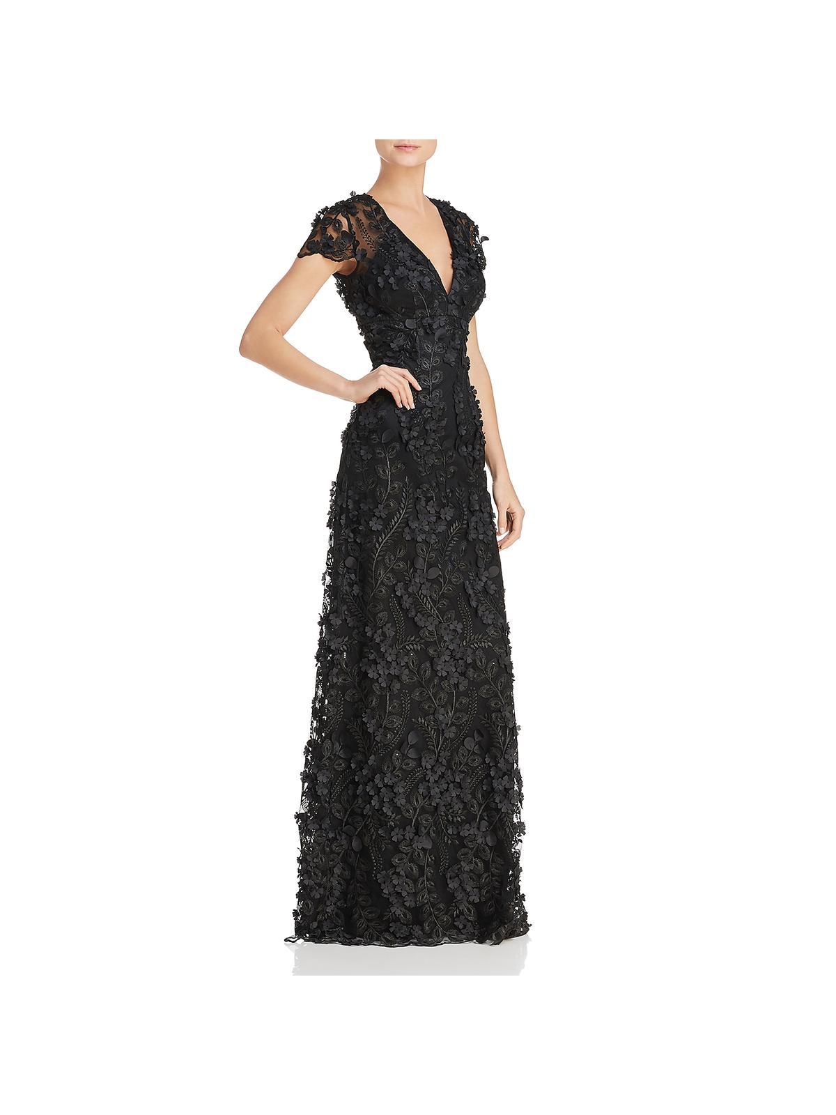 Carmen Marc Valvo Sequined V neck Formal Dress in White Lyst