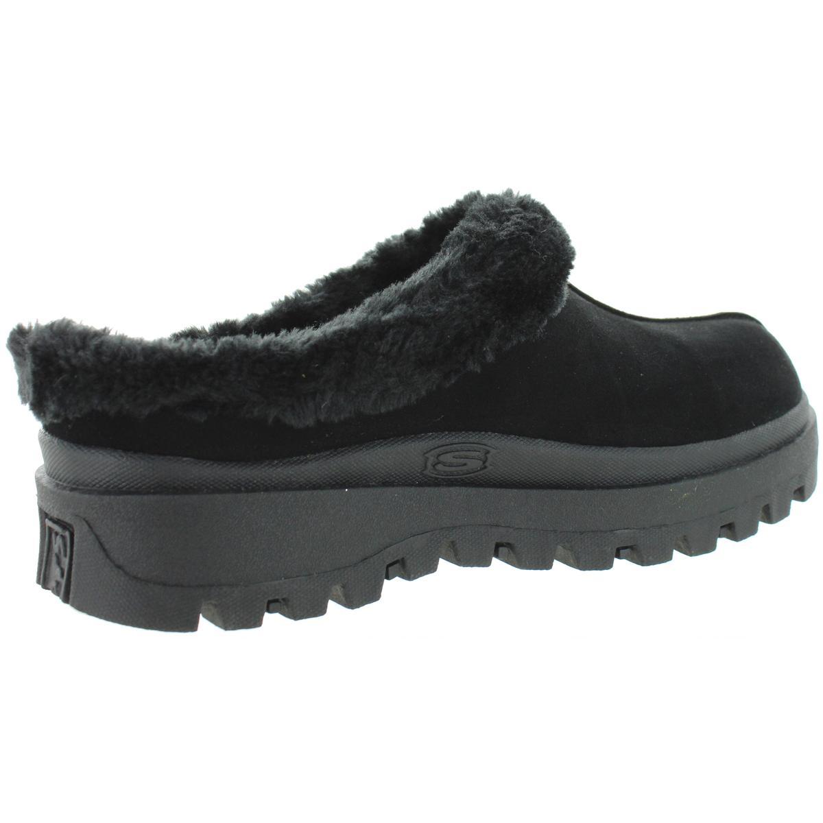 Skechers Shindigs-fortress Suede Faux Fur Lined Clogs in Black | Lyst