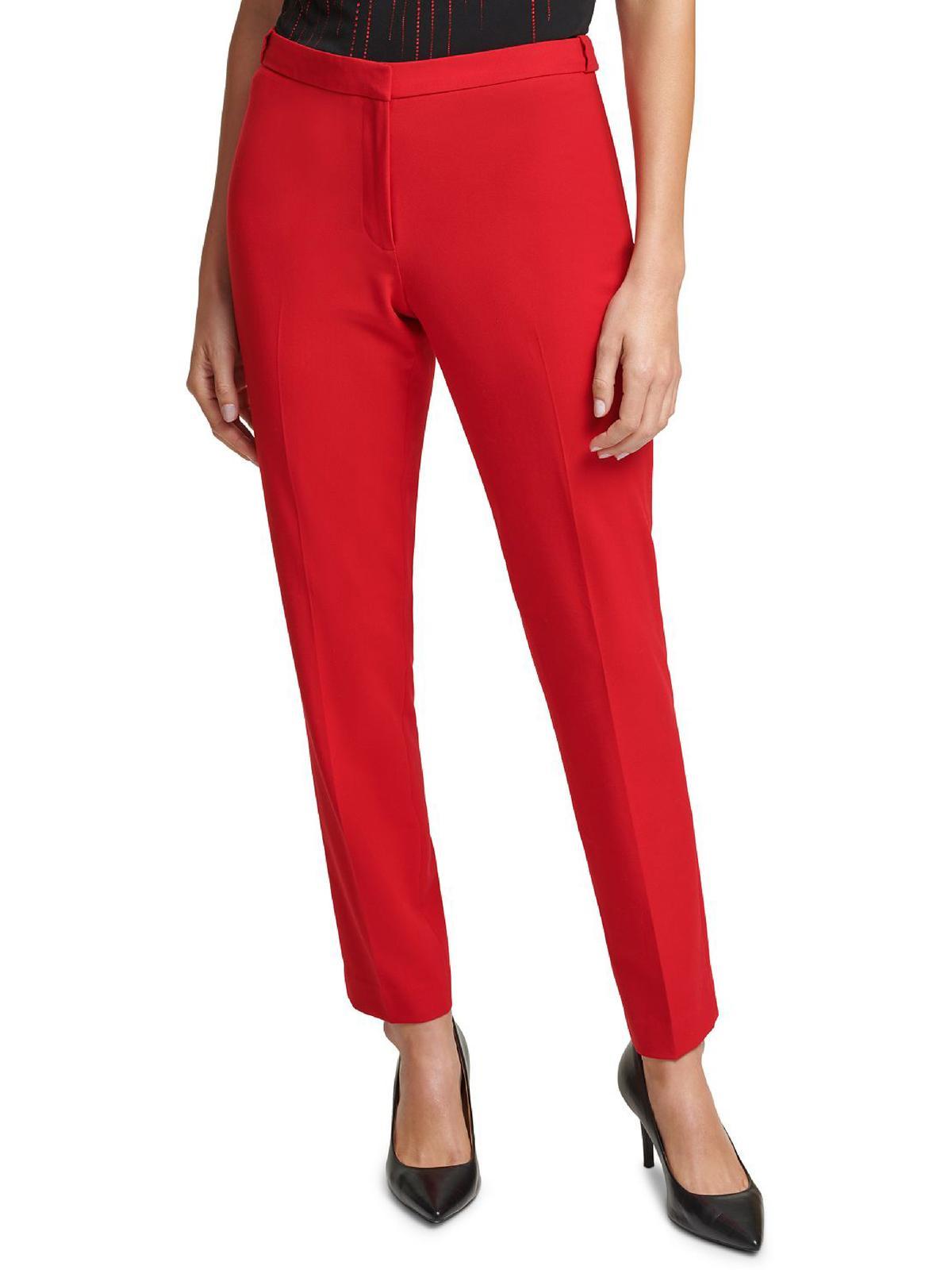 Calvin Klein Petites Tape Low Rise Ankle Pants in Red | Lyst