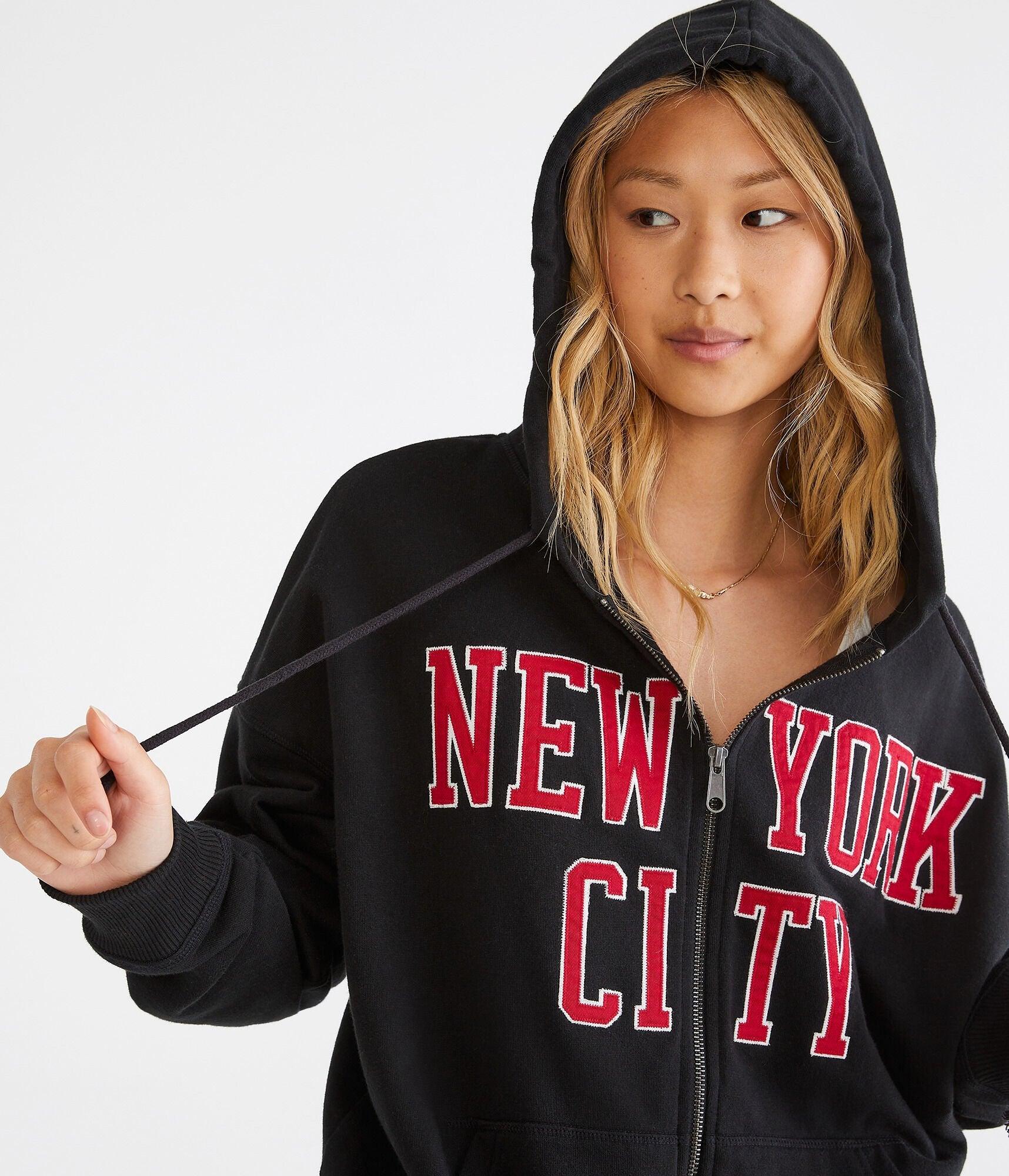 A ropostale New York City Oversized Full zip Hoodie in Black Lyst