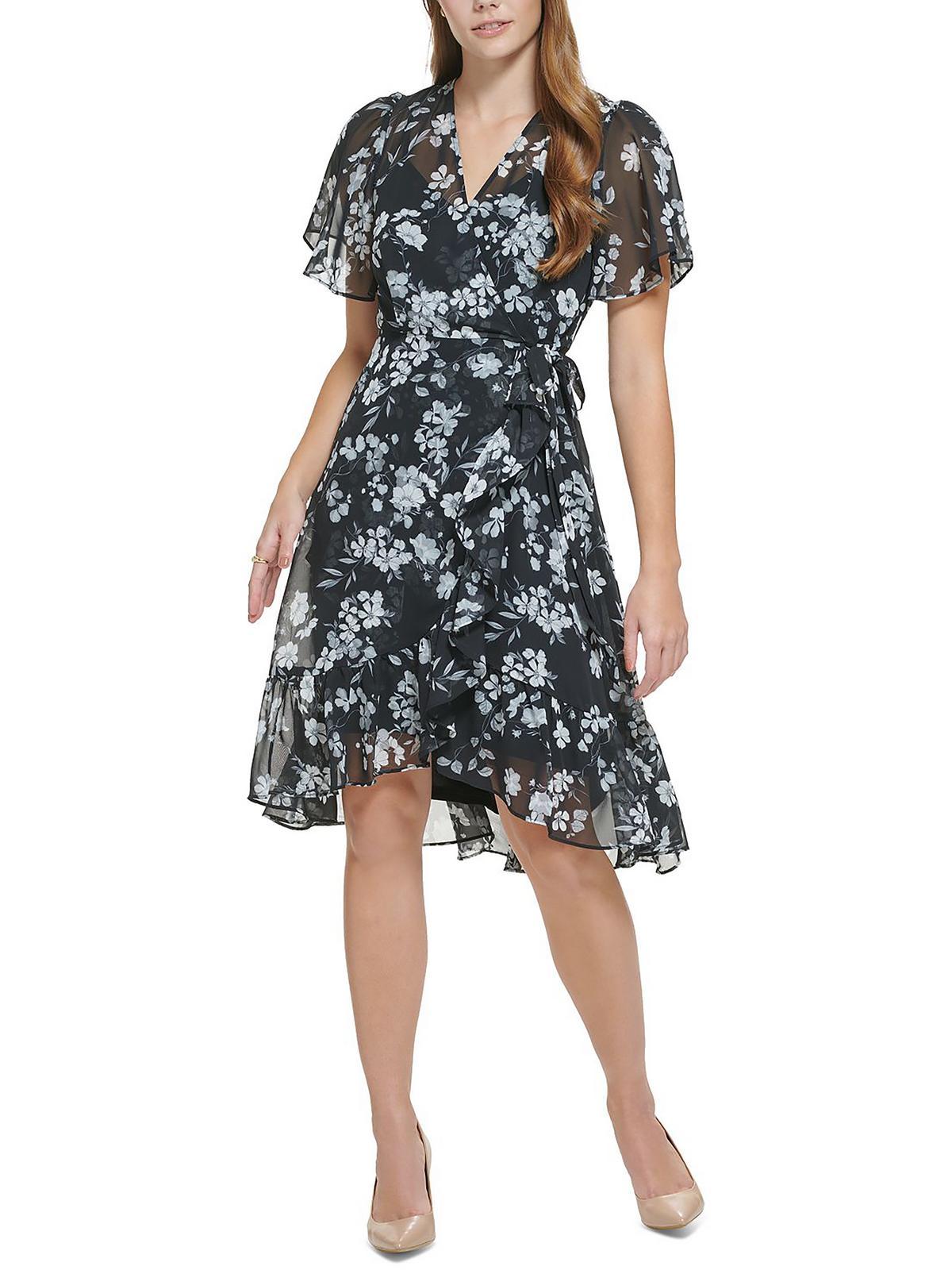 Calvin klein floral print fit and flare sales dress