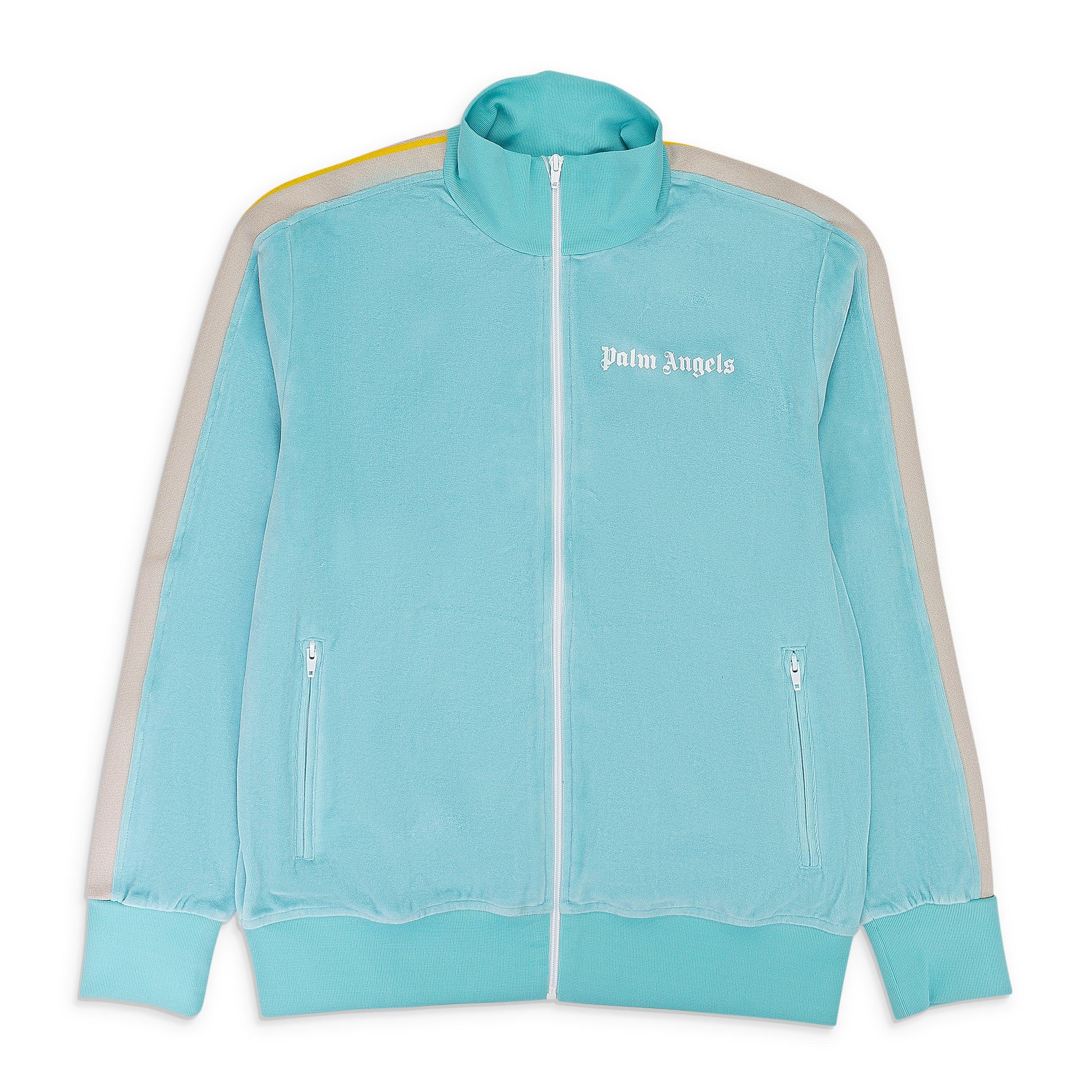 ジャケット PALM ANGELS Woman Jacket Blue PWYD021S24DEN001 4040 OVAL PALM CHENILLE TRACK JKT LIGHT BLUE in LIGHT BLUE - OFF