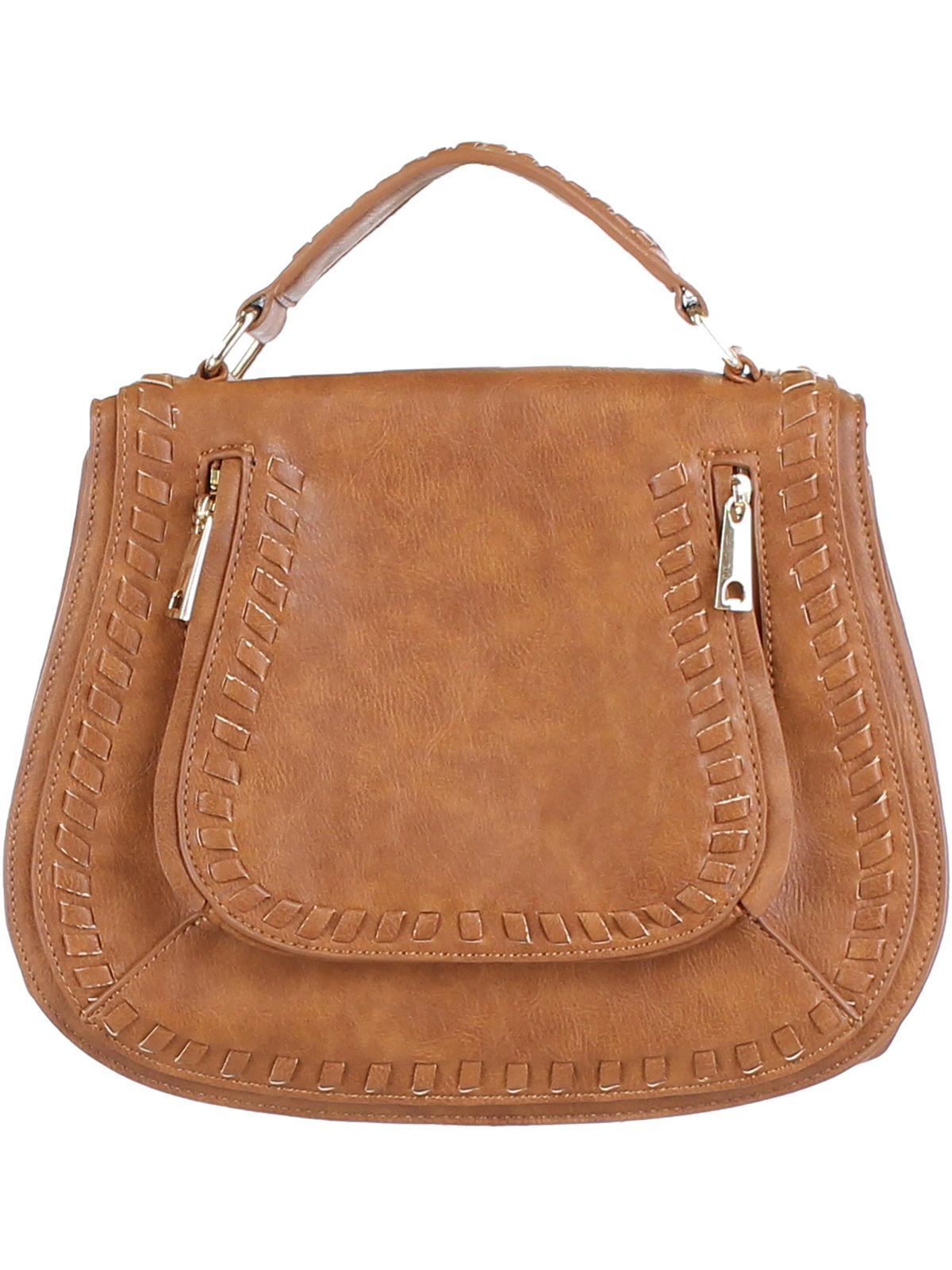 Urban Expressions Khloe Vegan Leather Whip Stitch Shoulder Handbag
