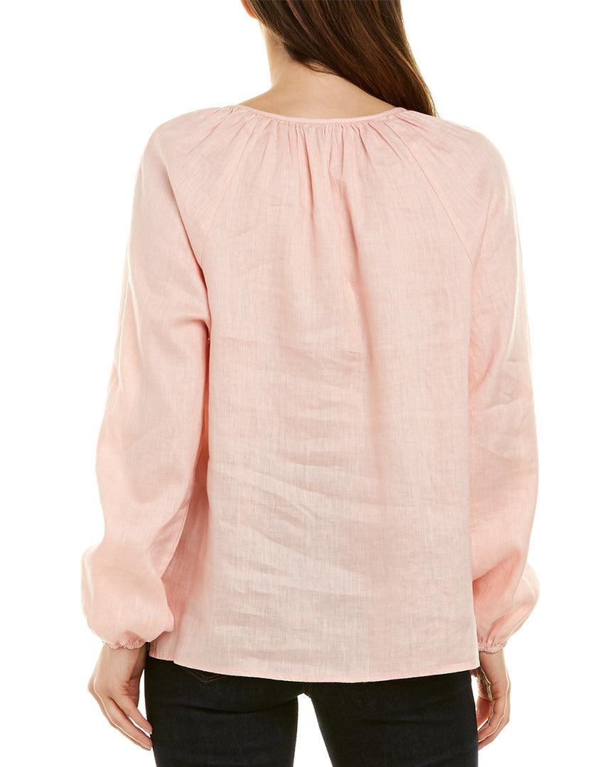 NYDJ Linen Peasant Blouse in Red | Lyst