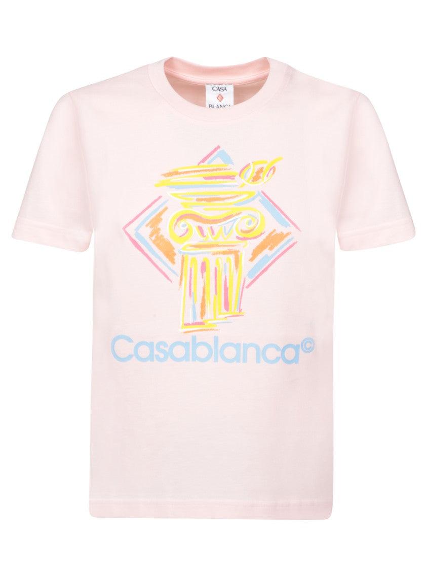 CASABLANCA Graphic Print Organic Cotton T-Shirt in Pink | Lyst