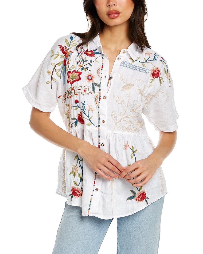 Johnny Was Ellia Linen Top in White 