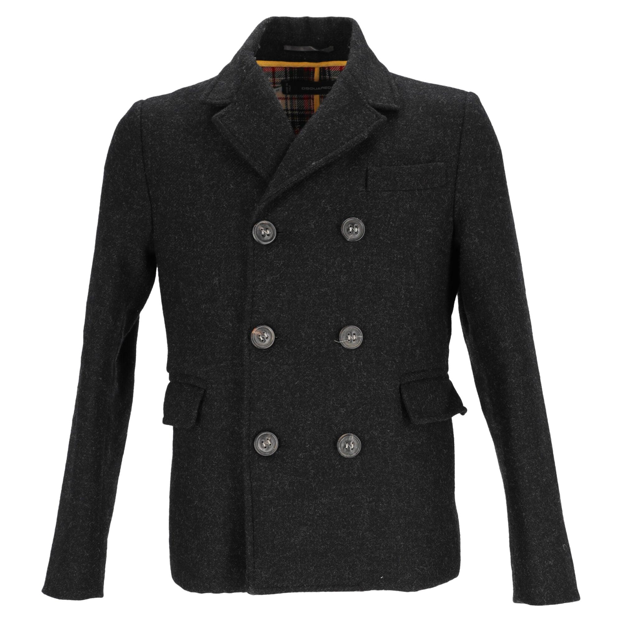 DSquared² Double-Breasted Coat in Black for Men Lyst