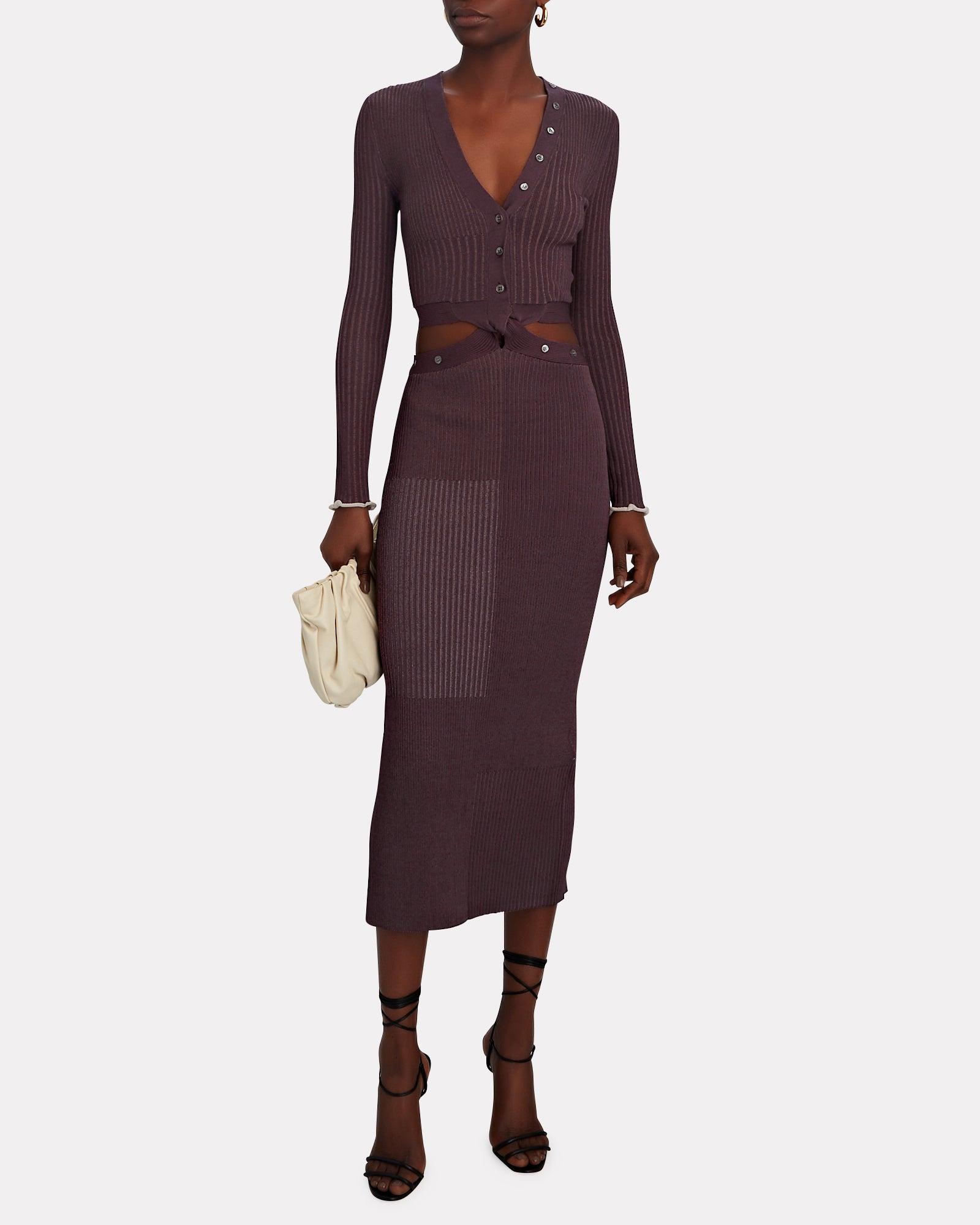 Jonathan Simkhai Joni Cut-out Rib Knit Midi Dress in Purple