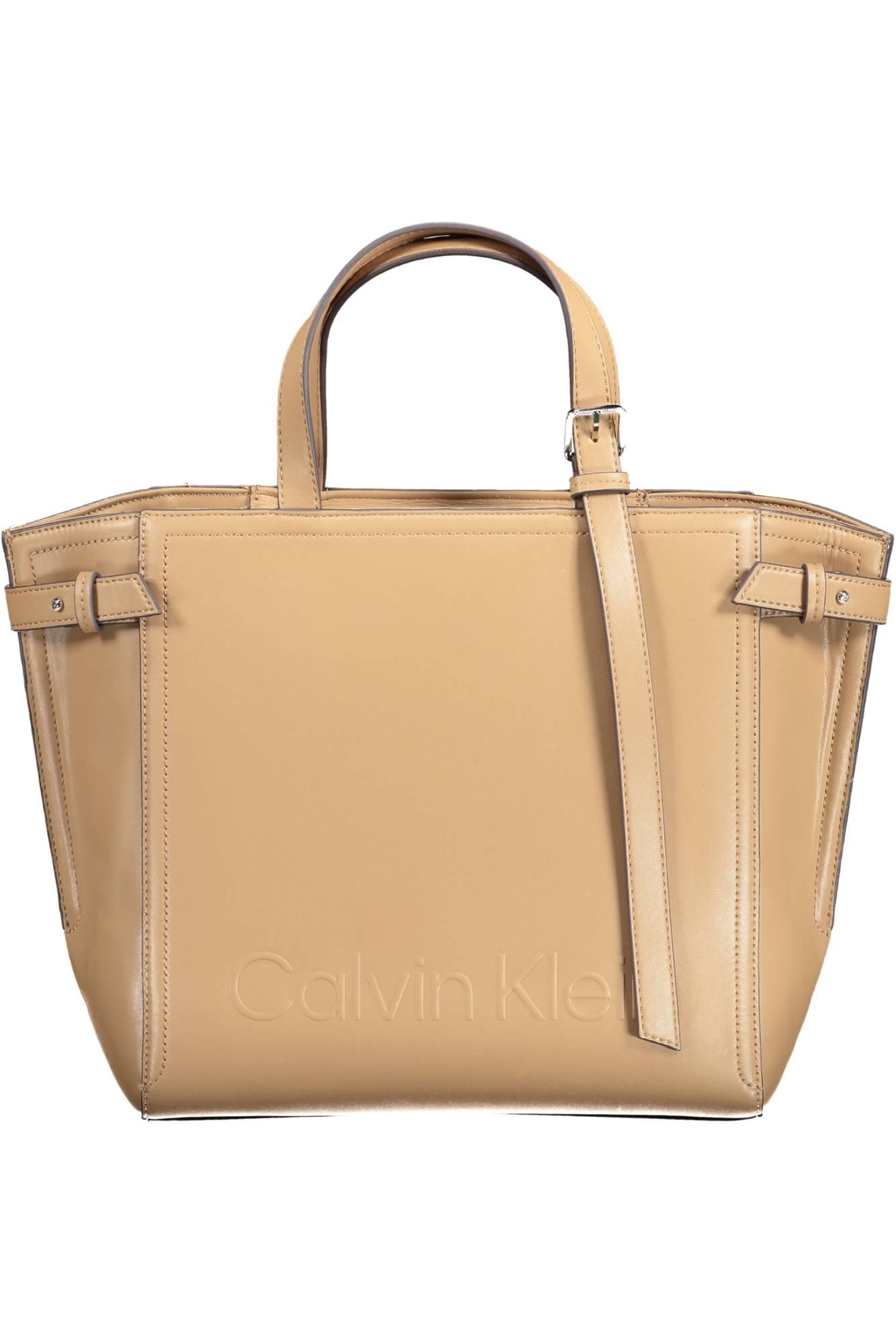 Calvin Klein Brown Polyester Handbag in Natural | Lyst