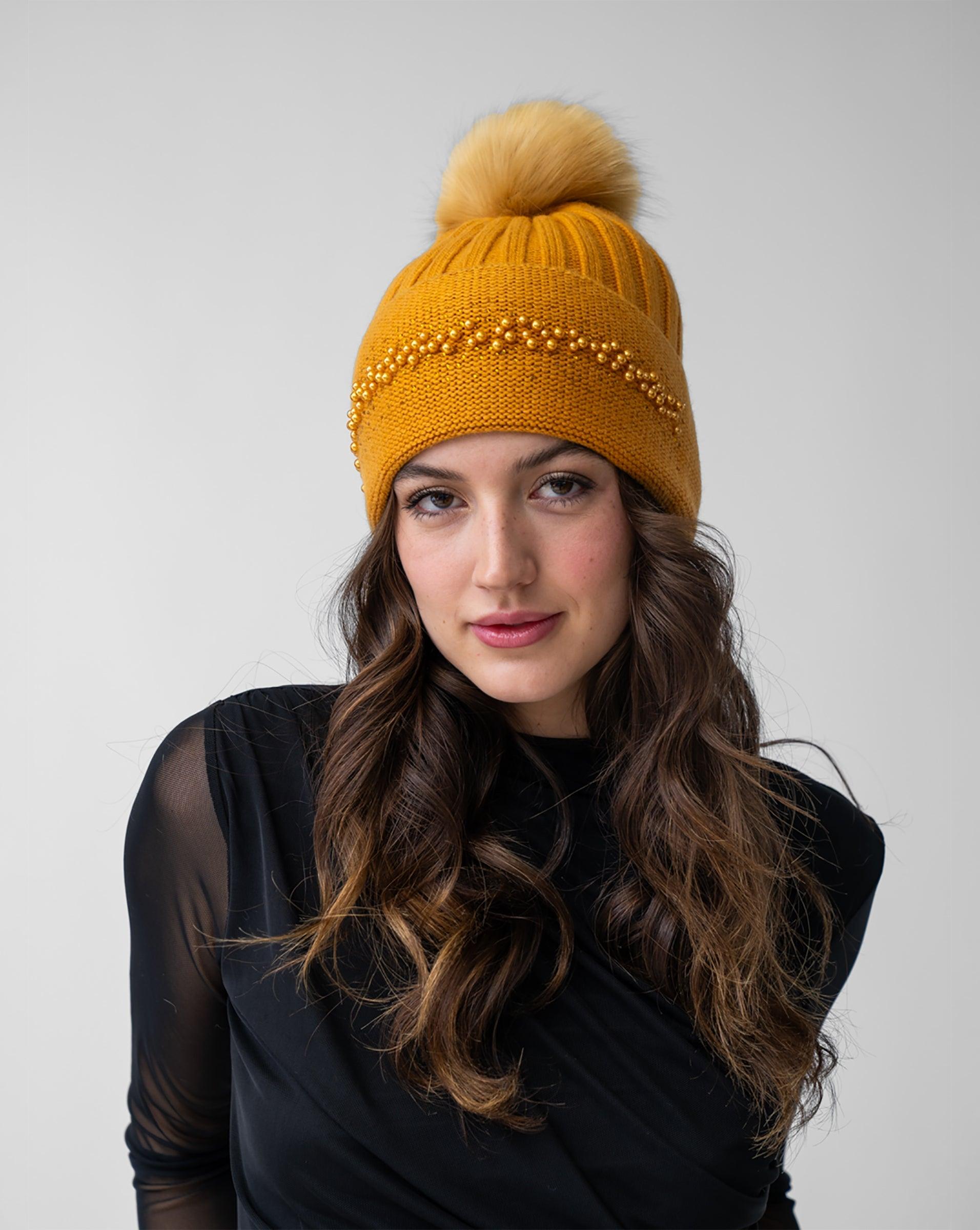 NWOT ADRIENNE LANDAU Fox Fur-Trim Leopard-Print Knit Beanie Adriane Landau Metallic Beanie With Faux Fur | Mercari main image 2